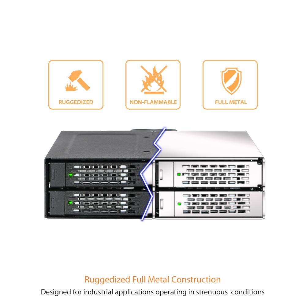 ICY DOCK 4 Bay 2.5 SAS/SATA HDD/SSD Metal Mobile Rack Enclosure for 5.25' Bay (with Fan Control) | ToughArmor MB607SP B