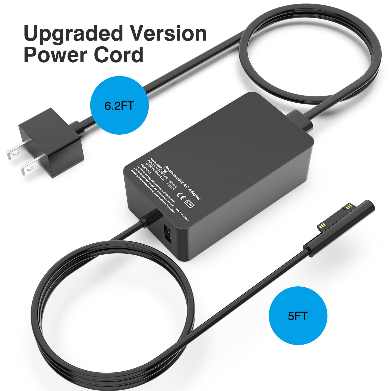 [Upgraded Version] Surface Pro Charger 65W For Surface Pro 3/4/5/6/7/8/9/X Power Supply Adapter, Compatible For Both Microsoft S