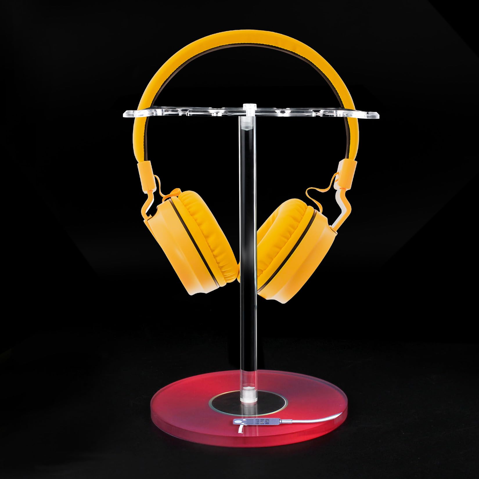 BVANQ Clear Acrylic Headphone Stand with Patterned Base - Universal Holder for AirPods Max, Gaming & Wireless Headphones - Space