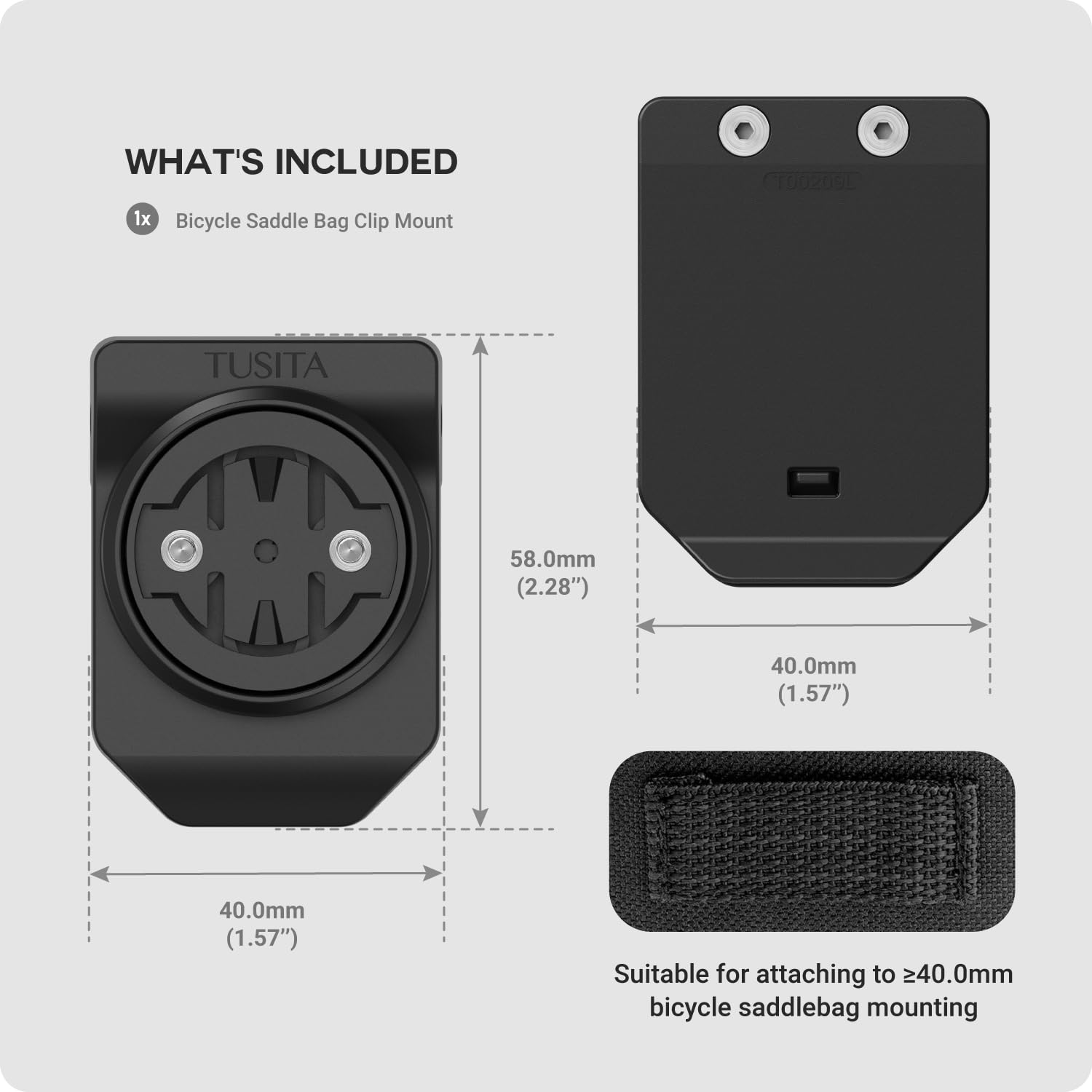 Tusita Cycling Saddle Bag Clip Mount (Large Slot) Compatible With Garmin Varia Rtl515, Rtl510, Rvr315