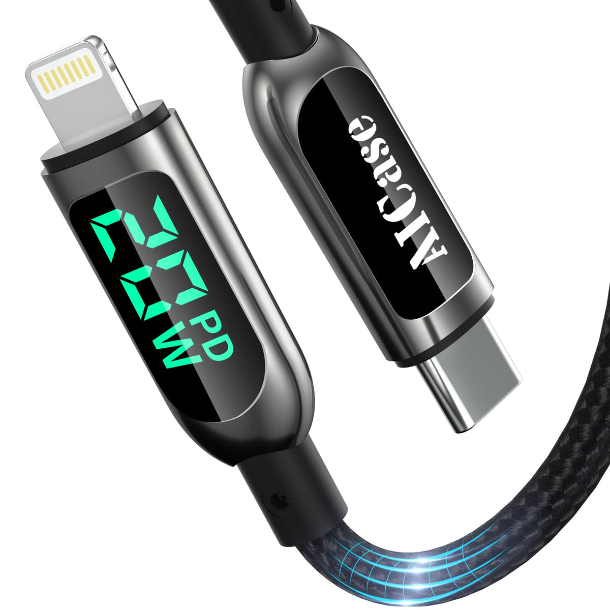 AICase USB C to L ightning Cable, 6.5FT Charging Syncing Cord with LED Display Compatible with iPhone 13 13 Pro 12 Pro Max 12 11 X XS XR 8 Plus, AirPods Pro, Supports Power Delivery (6.5ft)