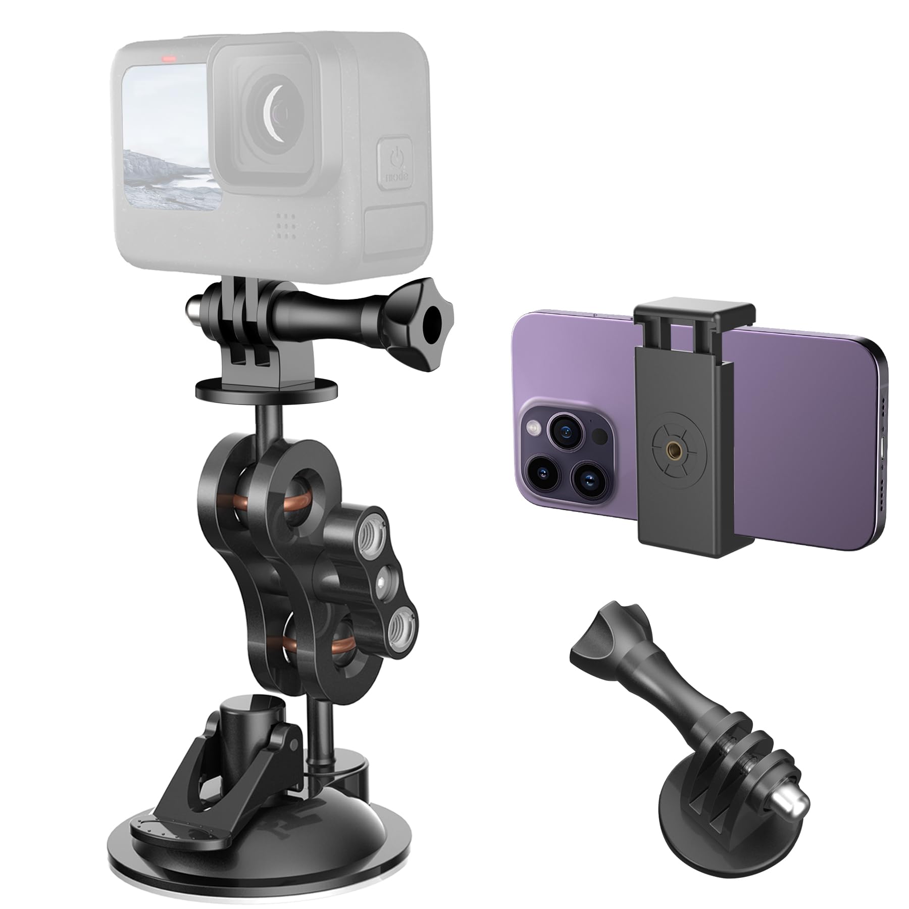 Camera Suction Cup Mount,Car Windshield Window Dashboard Suction Cup Holder,Phone Holder,For Gopro Hero 12 11 10 9 8 7 6 5 Insta