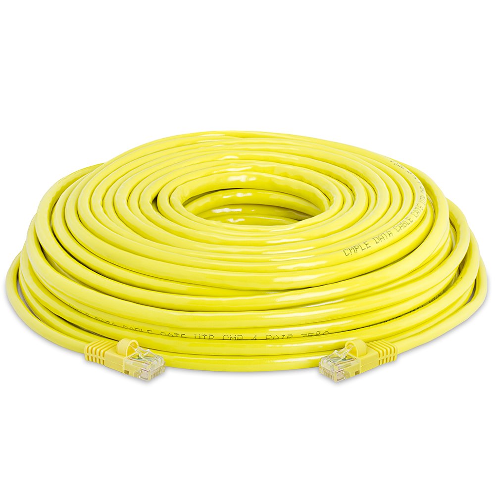 Cmple Cat5E Network Ethernet Cable   Computer Lan Cable 1Gbps   350 Mhz, Gold Plated Rj45 Connectors   75 Feet Yellow