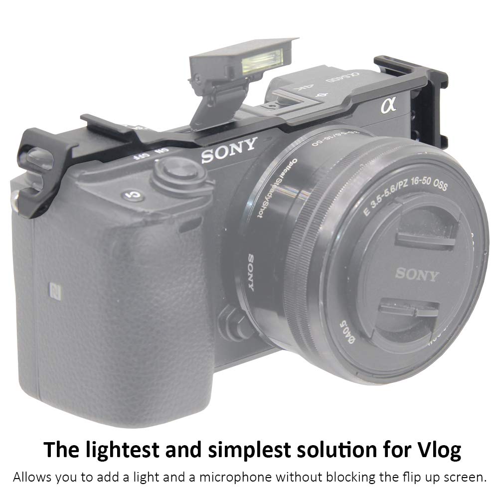 Dual Cold Shoe Adapter Relocation Plate, Easy Hood Microphone Extension Cold Shoe Mount Bracket For Sony Alpha A6400 Ilce 6400 C