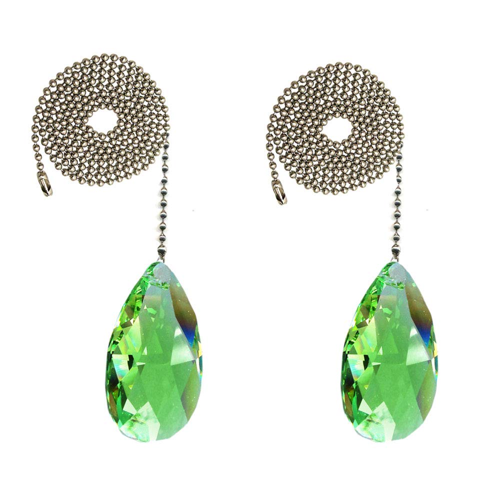Crystalplace Crystal Fan Pull Chain 2 Inch Swarovski Light Peridot Almond Prism Decorative Ceiling Fan Chain Pull Set Of 2