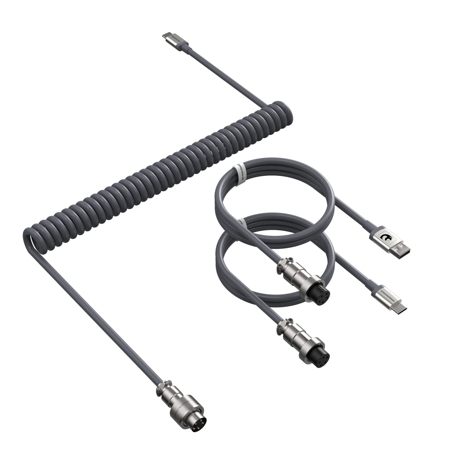 Ziyou Lang 2 In 1 Custom Coiled Usb C To A And C Cable With Detachable Extendable Double Sleeve Spiral Cable Metal Aviator Conne