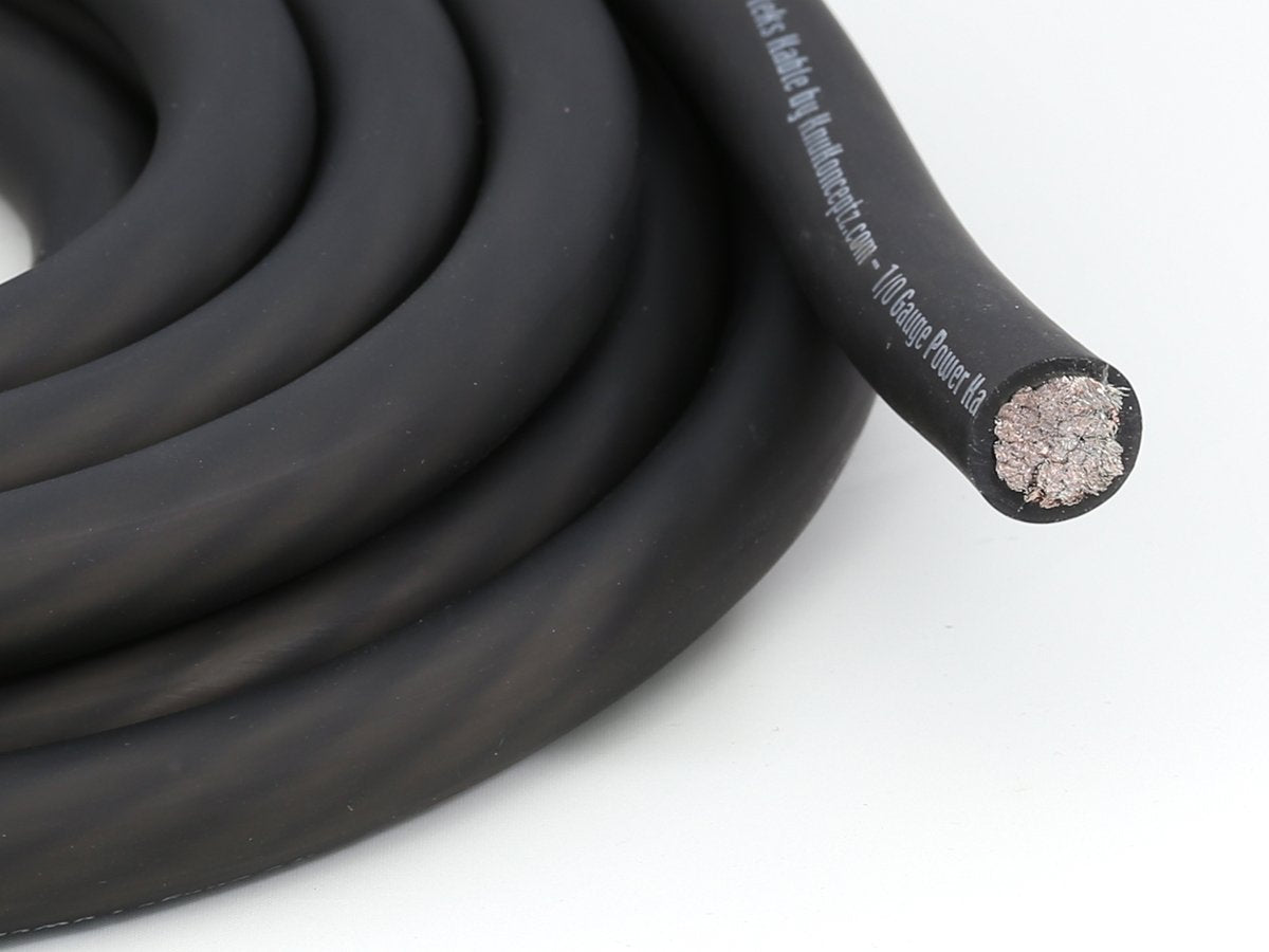 Knukonceptz Kolossus Flex Kable Ofc 0 Gauge Power Wire Copper Cable Black (25 Ft) 1/0 Awg