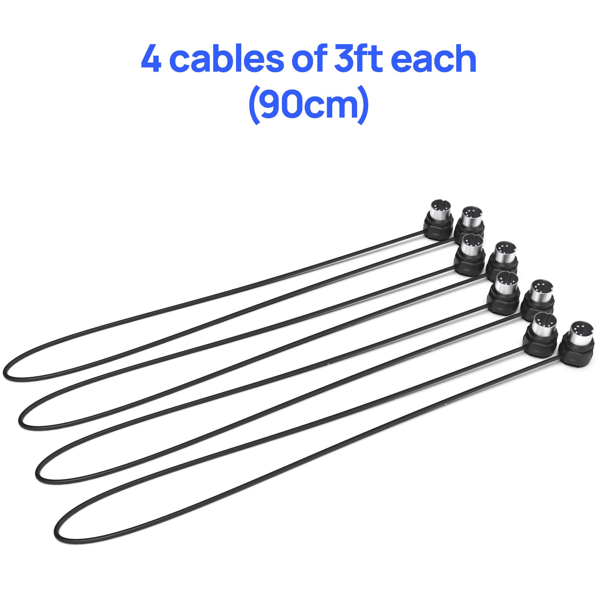 Cme Midi Cable 4 Pack   3Ft / 90Cm, 5 Pin Din, Low Profile   Mirrored 45 Degree Angled Ultra Thin Plugs For Compact Spaces   Ide