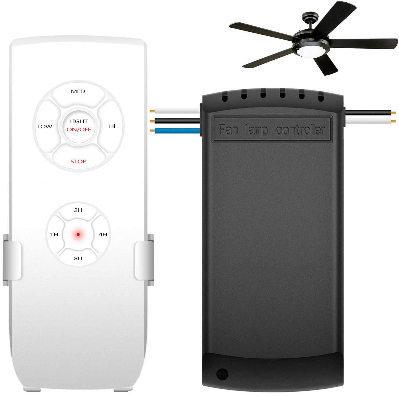 Universal Ceiling Fan Remote Control Kit 3-in-1 Ceiling Fan Light Timing & Speed Wireless Remote Control and Receiver Kits for C