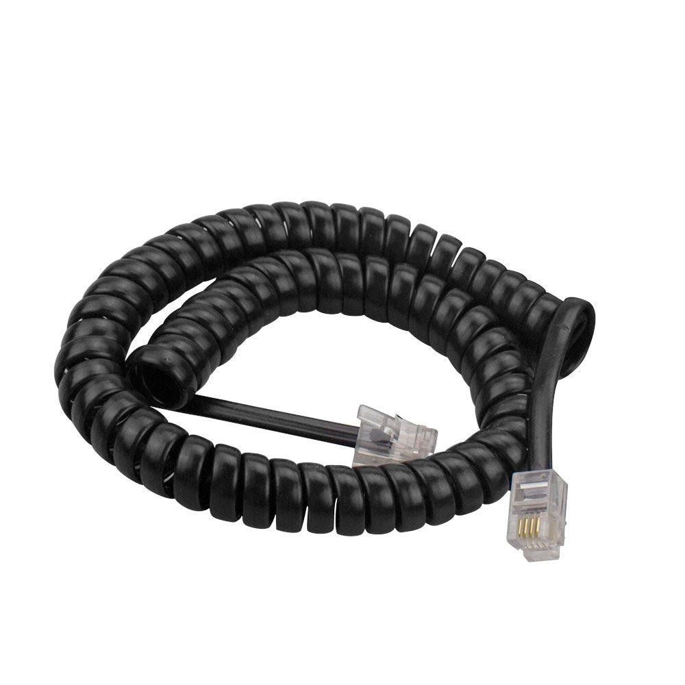 Sincoda 5 Pack 6Ft Uncoild /1.1 Ft Modular Coiled Telephone Handset Cord For Telephone/Handset Black Curly Cord(Black)