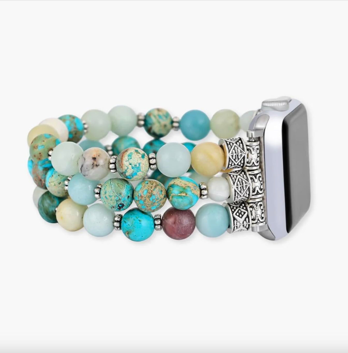 Cape Diablo Smart Watch Band For Women - Handmade Gemstone Strap - Compatible With 38Mm-45Mm Apple Faces (Intense Jasper, Large 