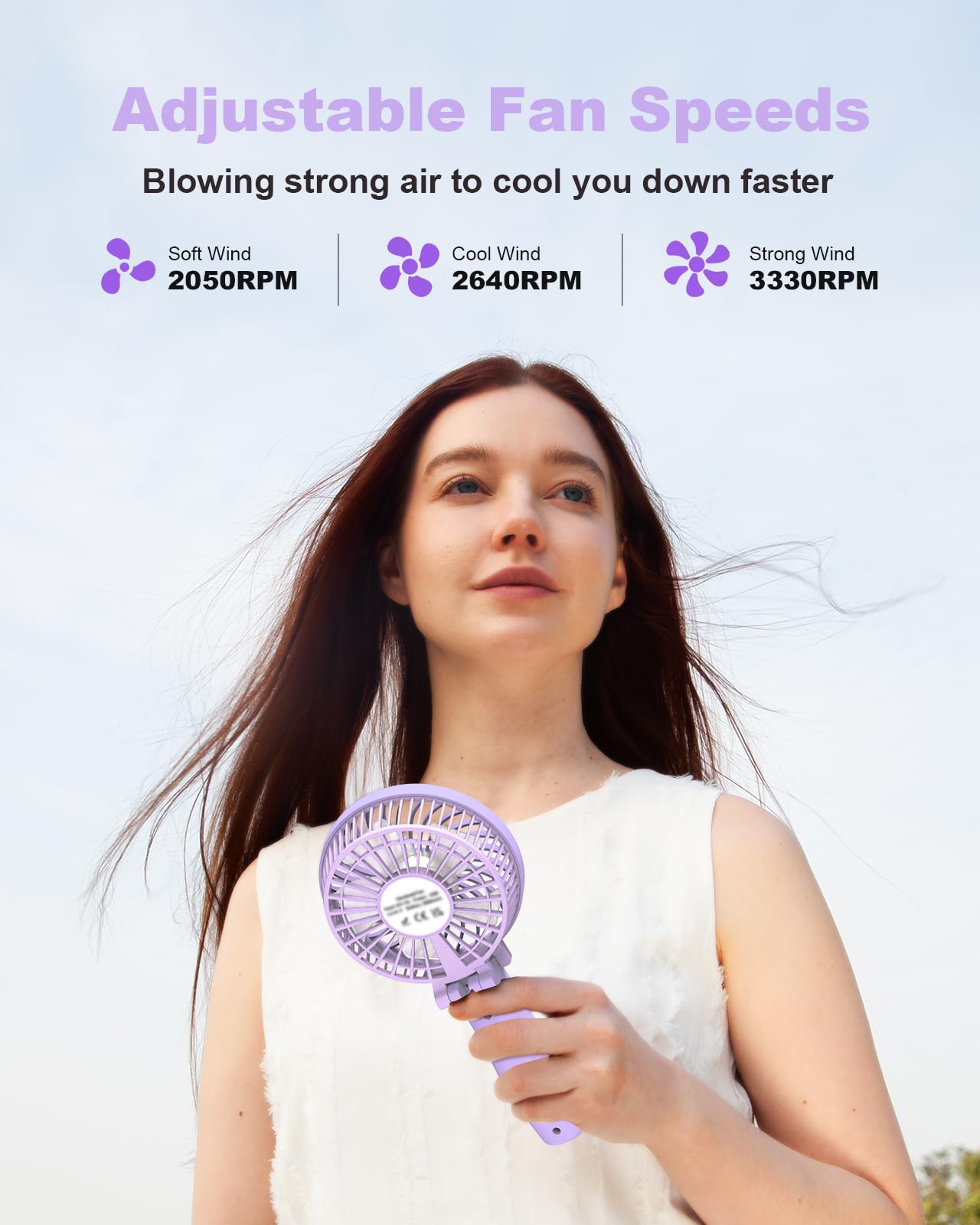 Posesif Fans Tripole Handheld Fan Portable Mini Foldable Fan, 3 Speeds Rechargeable ...