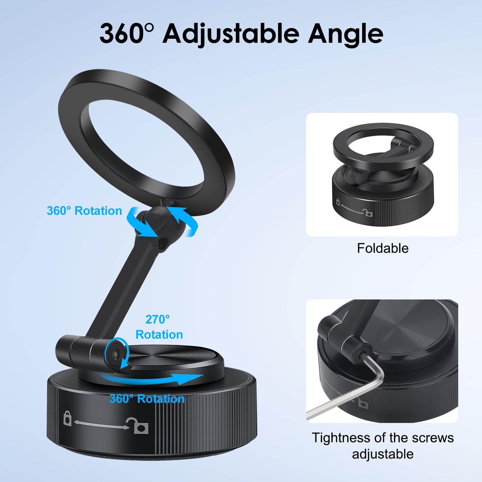 Eeekit Vacuum Magnetic Phone Holder, 360 Adjustable Suction Cup Phone Mount For Car Compatible With Iphone Magsafe And All Smart