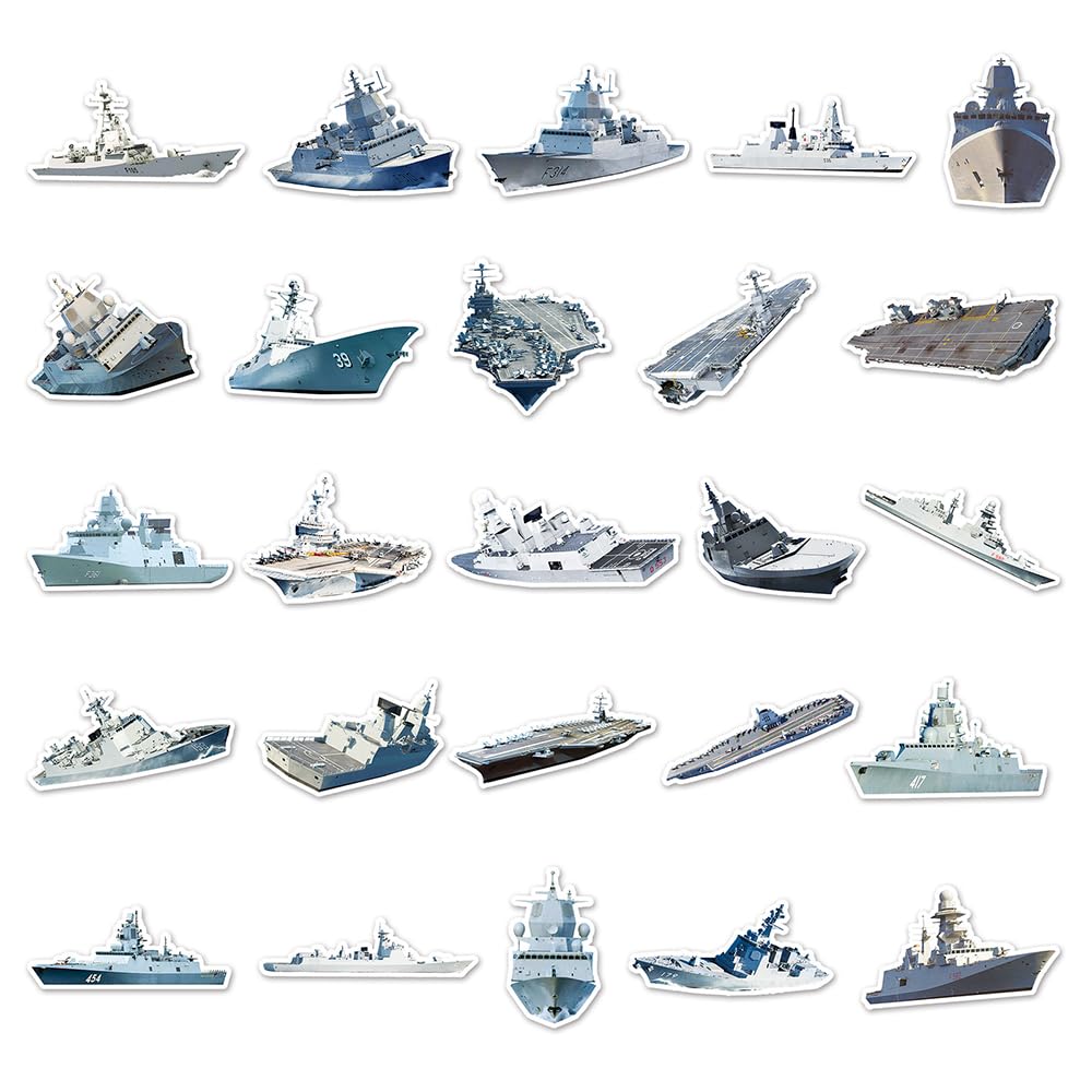 Popular Warship Stickers For Boys Teens|50 Pcs|Cartoon Waterproof Vinyl Stickers For Flasks Laptop Tablet Computer Bicyle Waterb