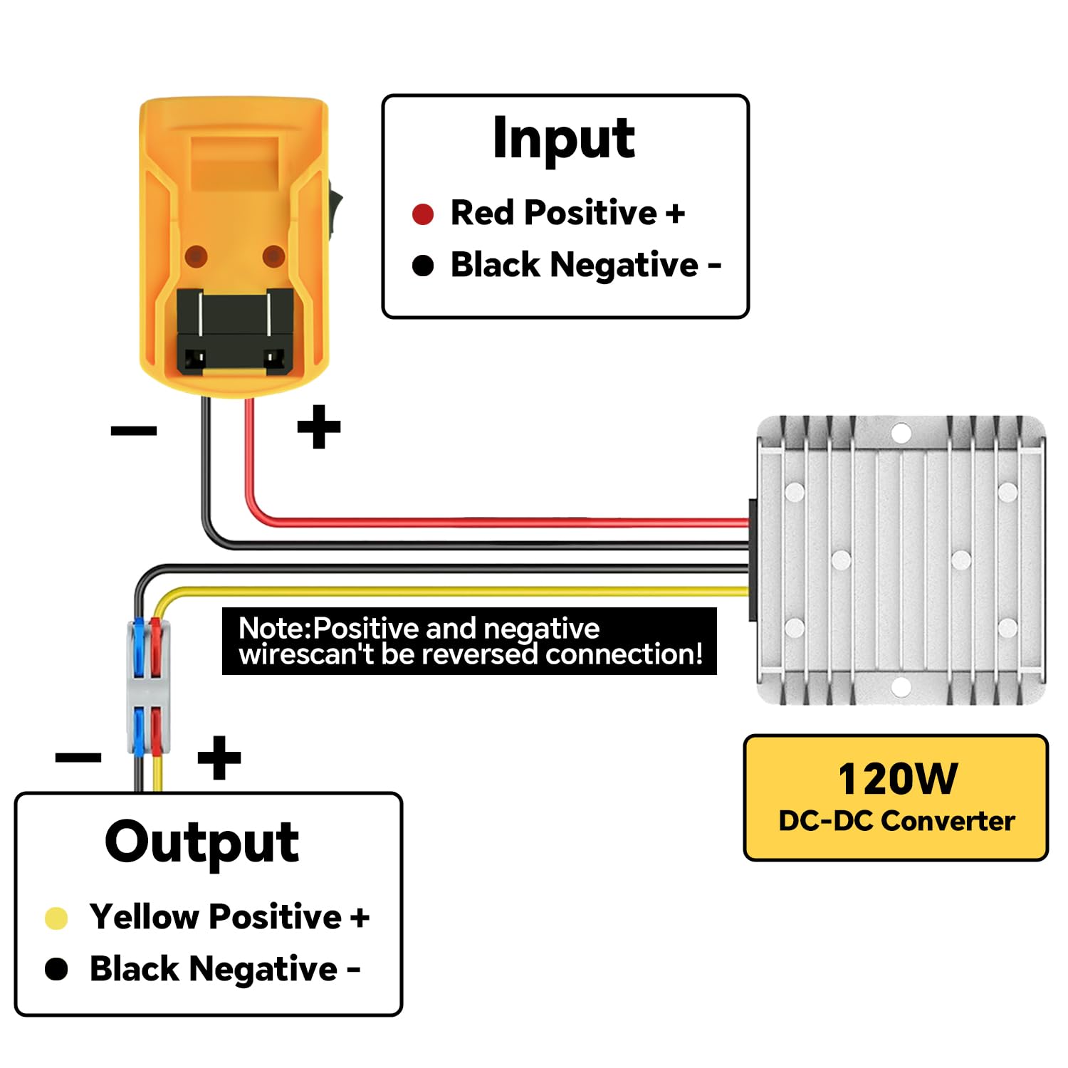20V To 12V Step Down Converter For Dewalt 20V Batteries, Power Wheels Battery Adapter 10A 120W Automatic Buck Regulator With Upg