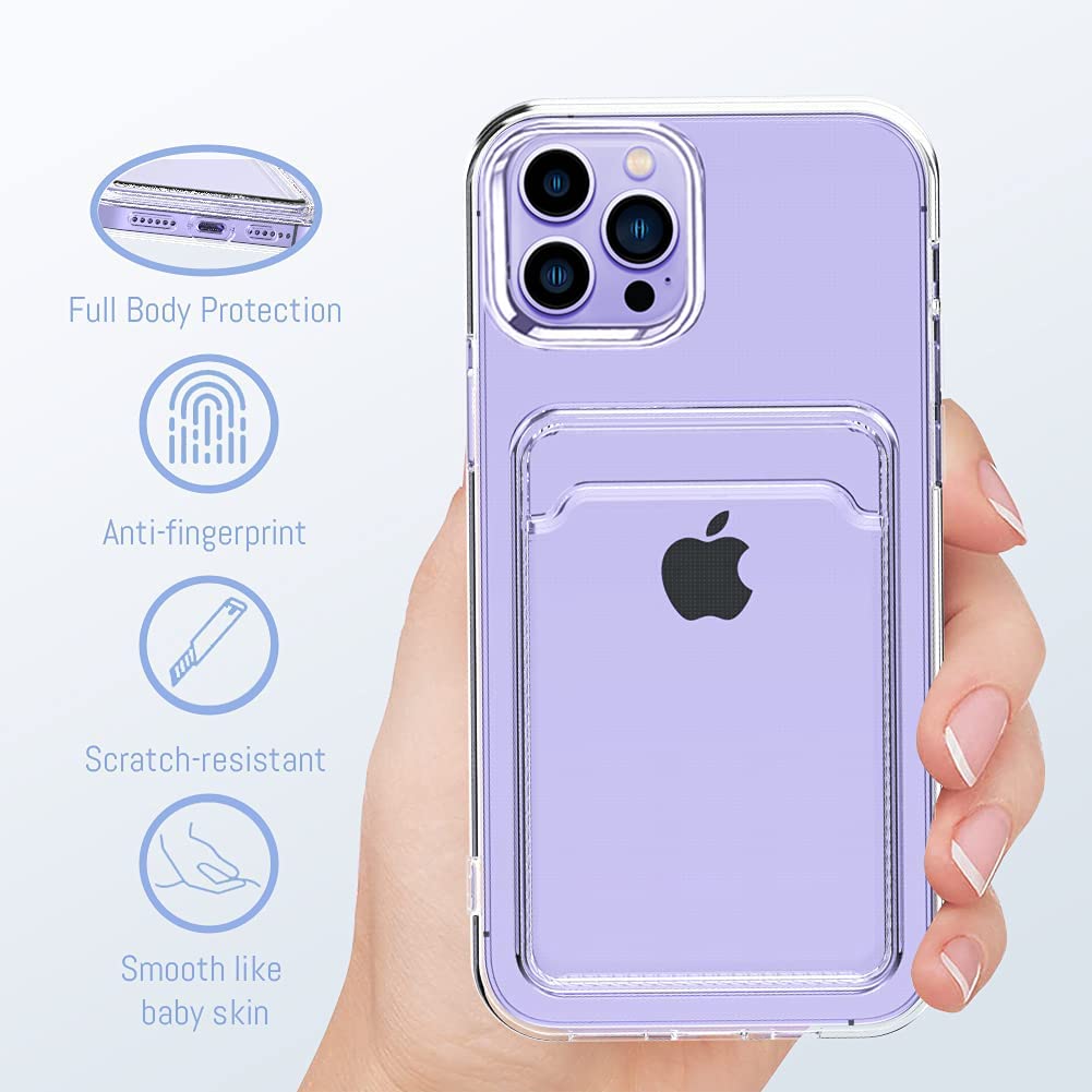 Mzelq Silicone Wallet For Iphone 14 Pro Max Case, Card Holder Camera Protection Cover For Iphone 14 Pro Max Case + Screen Protec