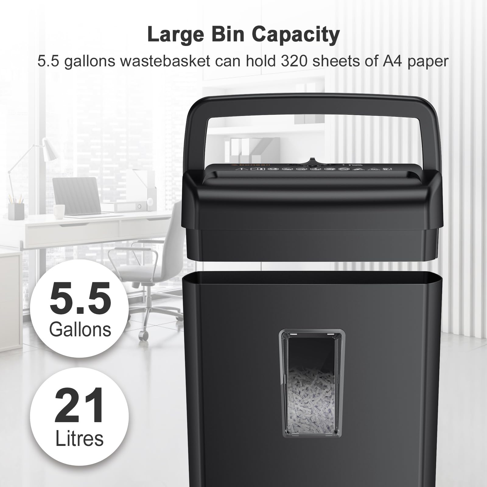 Bonsaii 10 Sheet Cross Cut Paper Shredder, 5.5 Gal Home Office Heavy Duty Shredder For Credit Card, Staple, Clip With Transparent Window(C209 D)