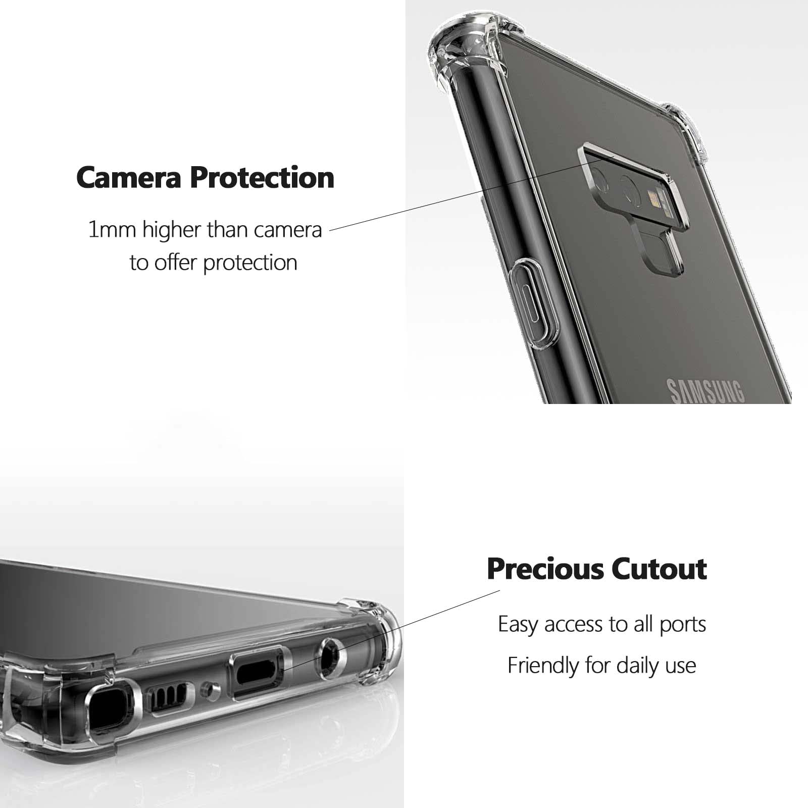 Kiomy Clear Case For Samsung Galaxy Note 9 5G Airbag Corners Shockproof Bumper Protective Phone Cover, Hybrid Design Hard Pc Bac