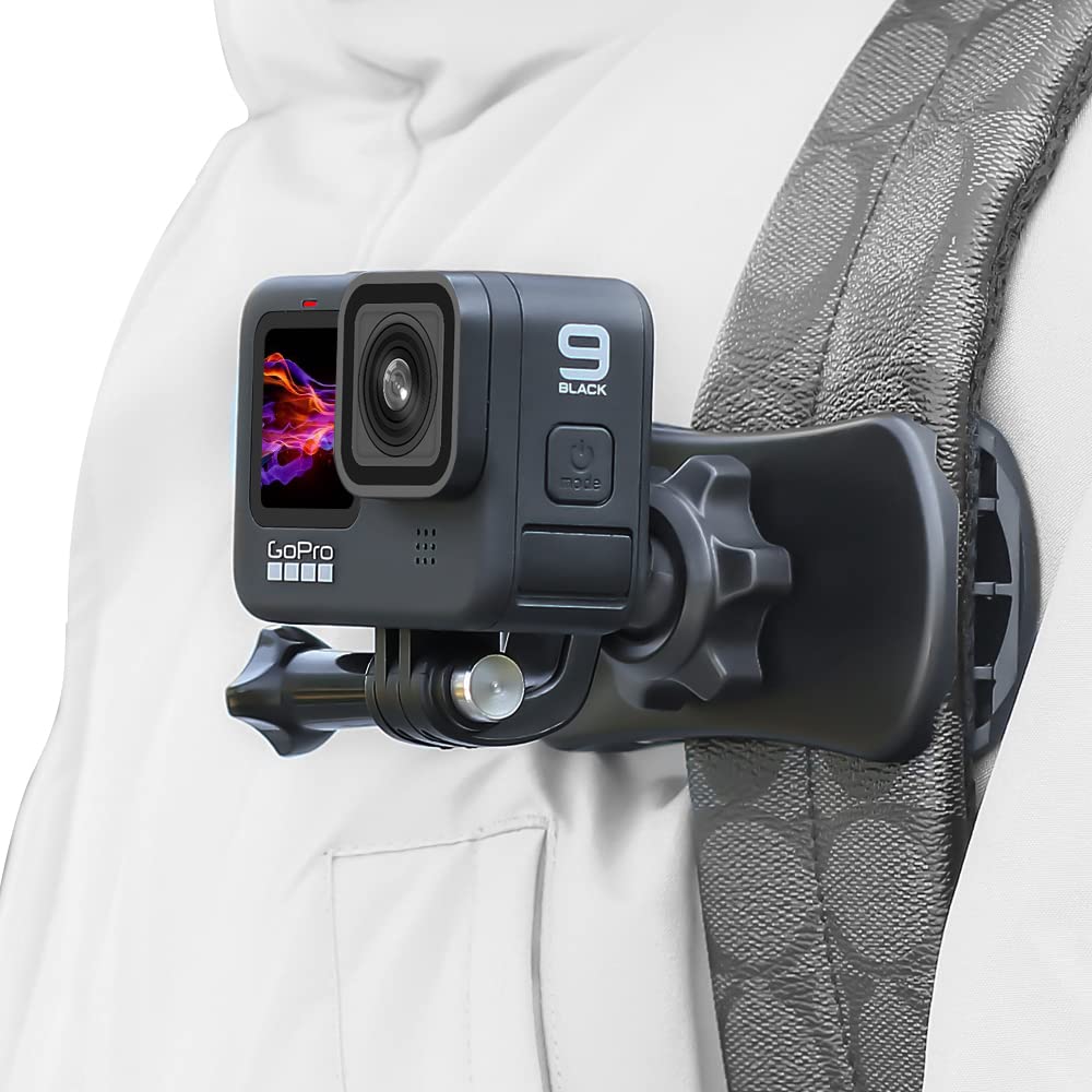 Surewo 360� Rotation Backpack Strap Mount Quick Clip Mount Compatible With Gopro Hero 13,12,11,10,9,8,7,6,5,4,Fusion,Dji Osmo Action 5 Pro/4/3/2,Akaso,Campark,Crosstour Action Cameras