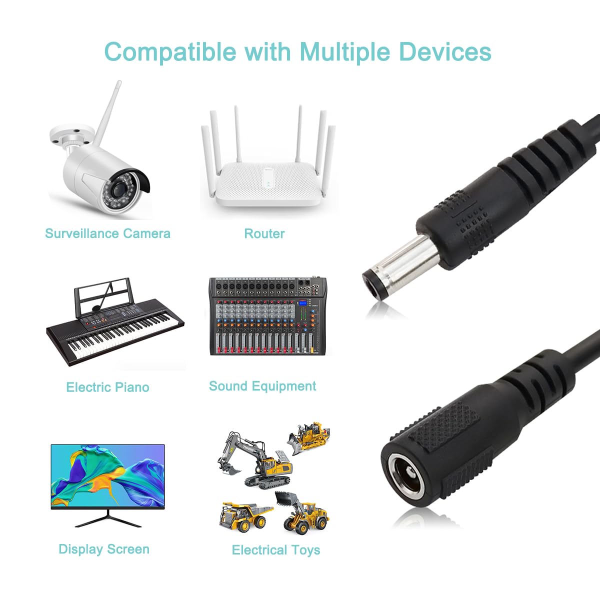 Yikaien 2 Pack Y Splitter Dc Power Cable 12V, 1 Female To 3 Male, 5.5Mm X 2.1Mm, Extension Cord For Cctv, Led Strips, Routers, 1