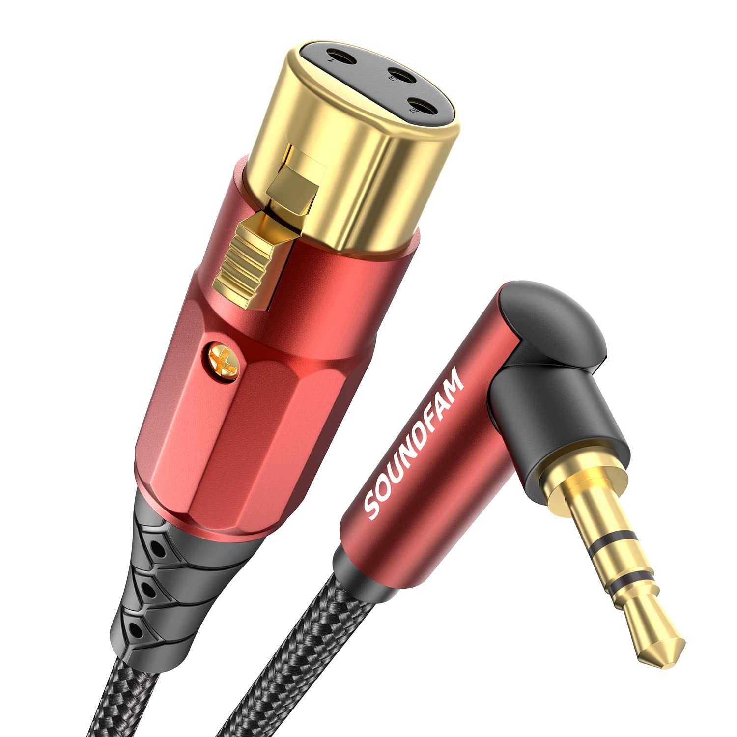 Soundfam 3.5Mm To Xlr Premium Microphone Cable 10Ft, 90 Degree Right Angle 3.5Mm(Trs,1/8 Inch,Aux) Male To Xlr Female Unbalanced
