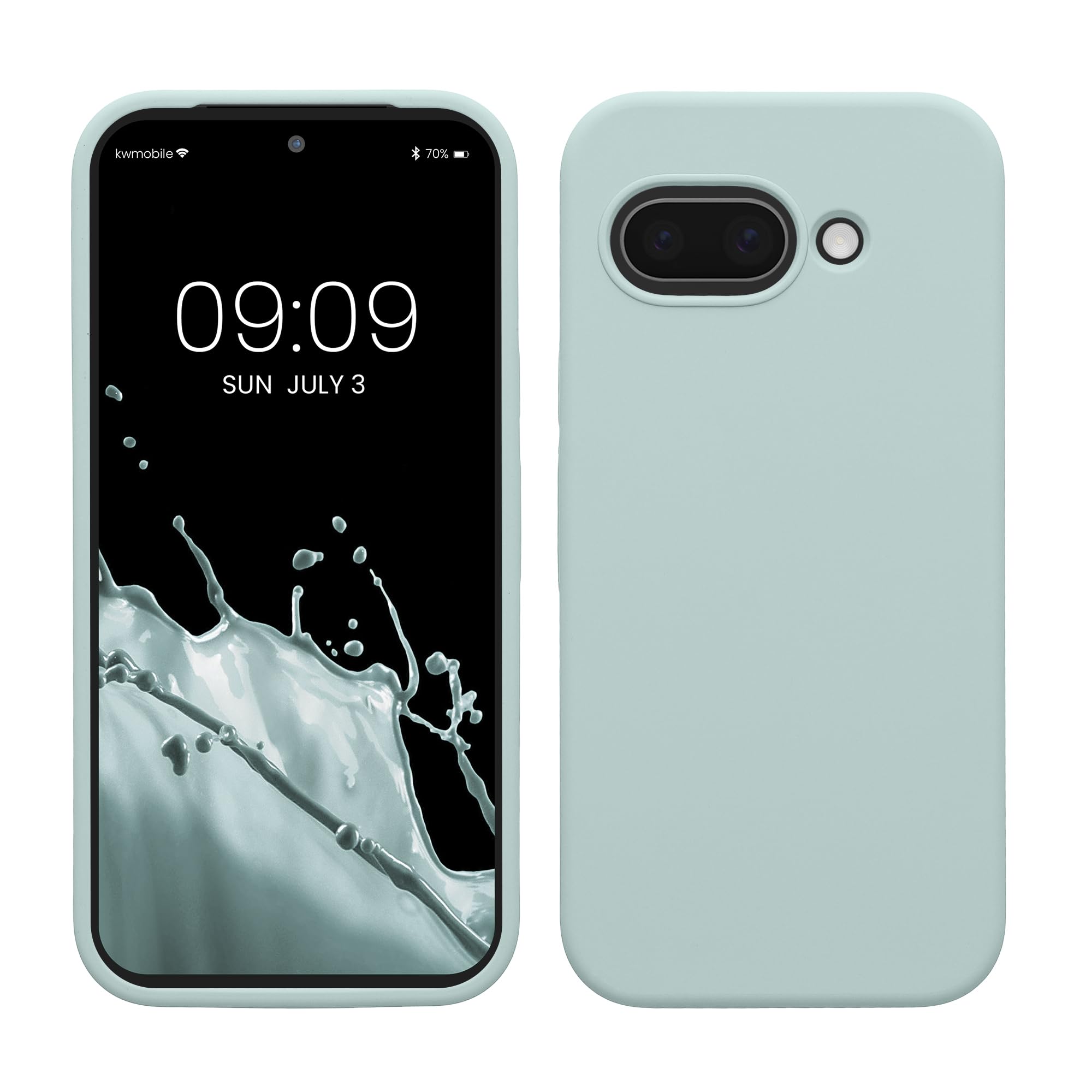 kwmobile Case Compatible with Google Pixel 9a Case - TPU Silicone Phone Cover with Soft Finish - Cool Mint
