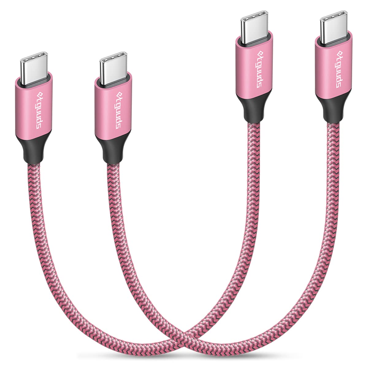 Etguuds Pink Usb C To Usb C Cable 1Ft, 2 Pack 60W Usbc To Usbc Cord, Type C To C Charger Cable Fast Charging For Iphone 16 15 Pro Max Plus, For Samsung Galaxy S24 S23 S22, For Macbook/Ipad, Pixel