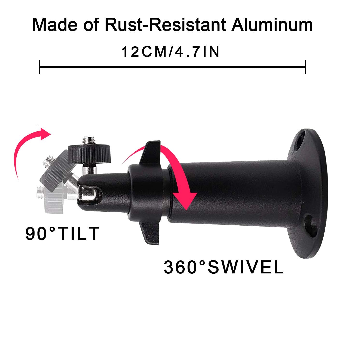 Bfytn Security Camera Wall/Ceiling Mount, Adjustable Indoor/Outdoor Mount Compatible With Arlo Pro/2/3/Ultra, & Others   Ring Stick Up Cam Battery, Eufycam E, Camera With 1/4 Screw Head (2Pack, Metal)