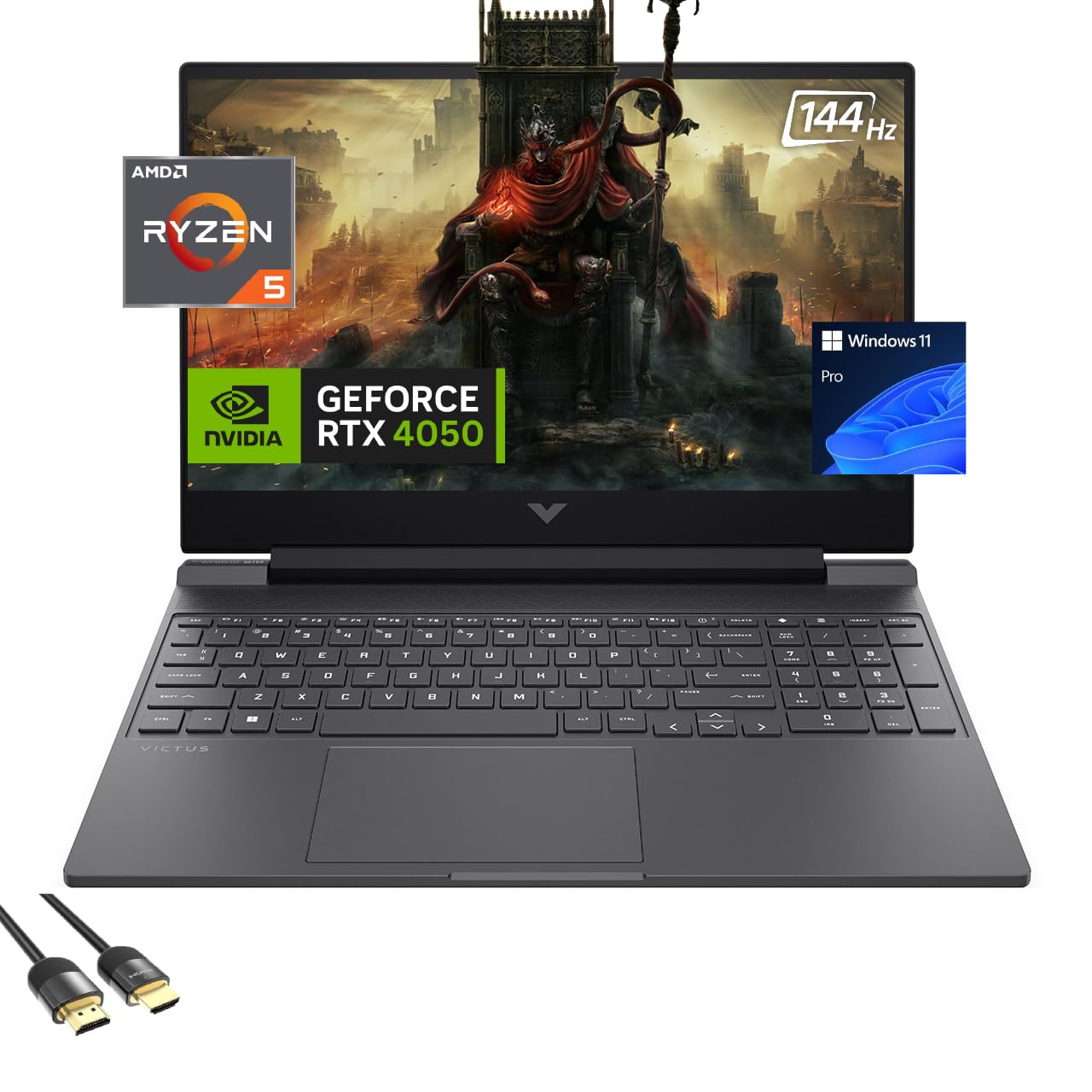 HP Victus Gaming Laptop, 15.6 FHD Display, Ryzen 5-8645HS, GeForce RTX 4050, 16GB DDR5, 1TB PCIe 4.0, WiFi 6, Backlit KB, RJ45, 