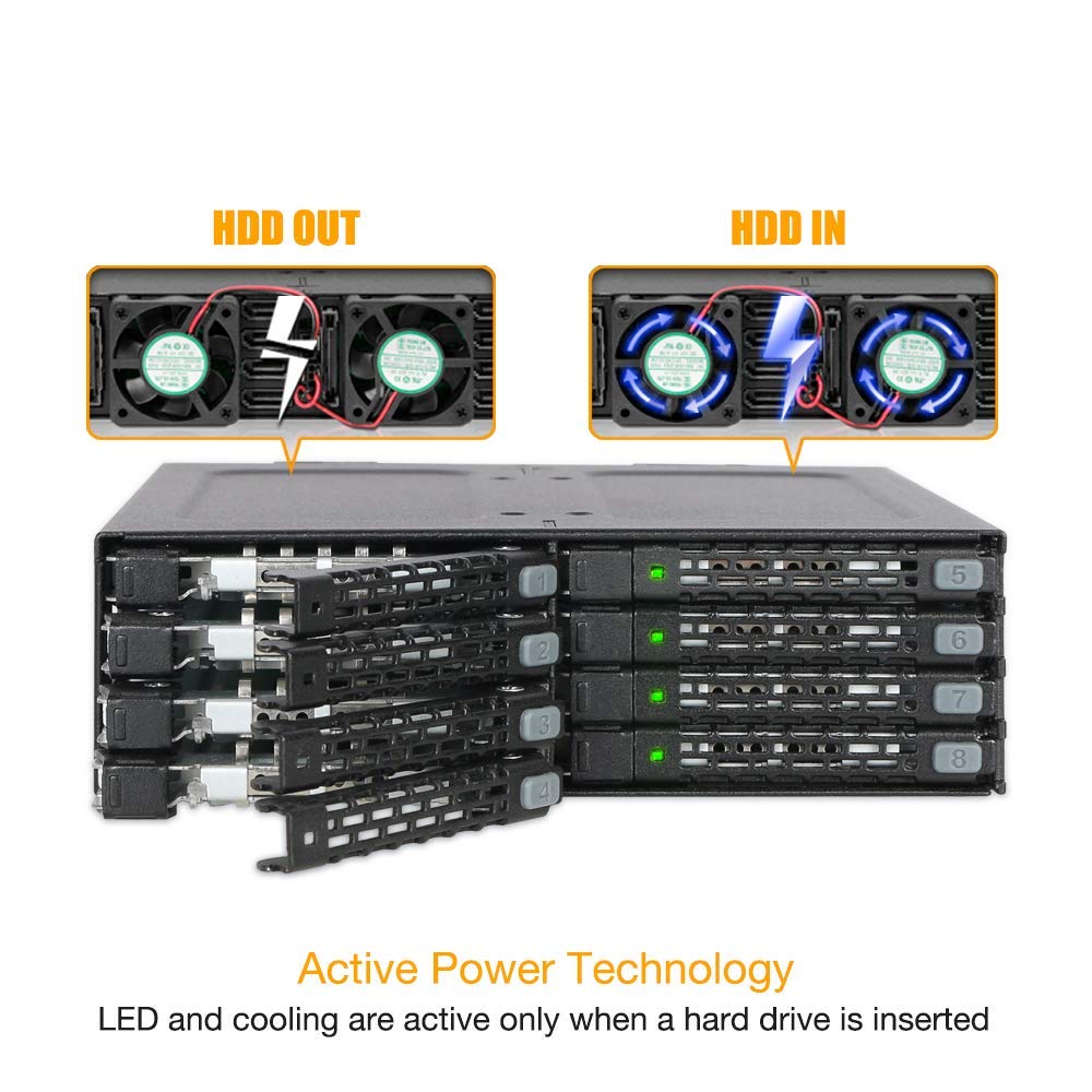 Icy Dock Full Metal 8 X 2.5 Sas/Sata Hdd/Ssd Moblie Rack Enclosure For 5.25 Bay | Tougharmor Mb998Sp-B