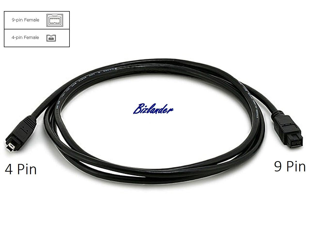 Bizlander Firewire High Speed Premium Dv To Firewire Cable 800 1394B 800 400 Ieee 9 Pin Male To 4 Pin Male Cable 6Ft For Mac Pro, Macbook Pro, Mac Mini, Imac Pc,Digital Cameras, Slr