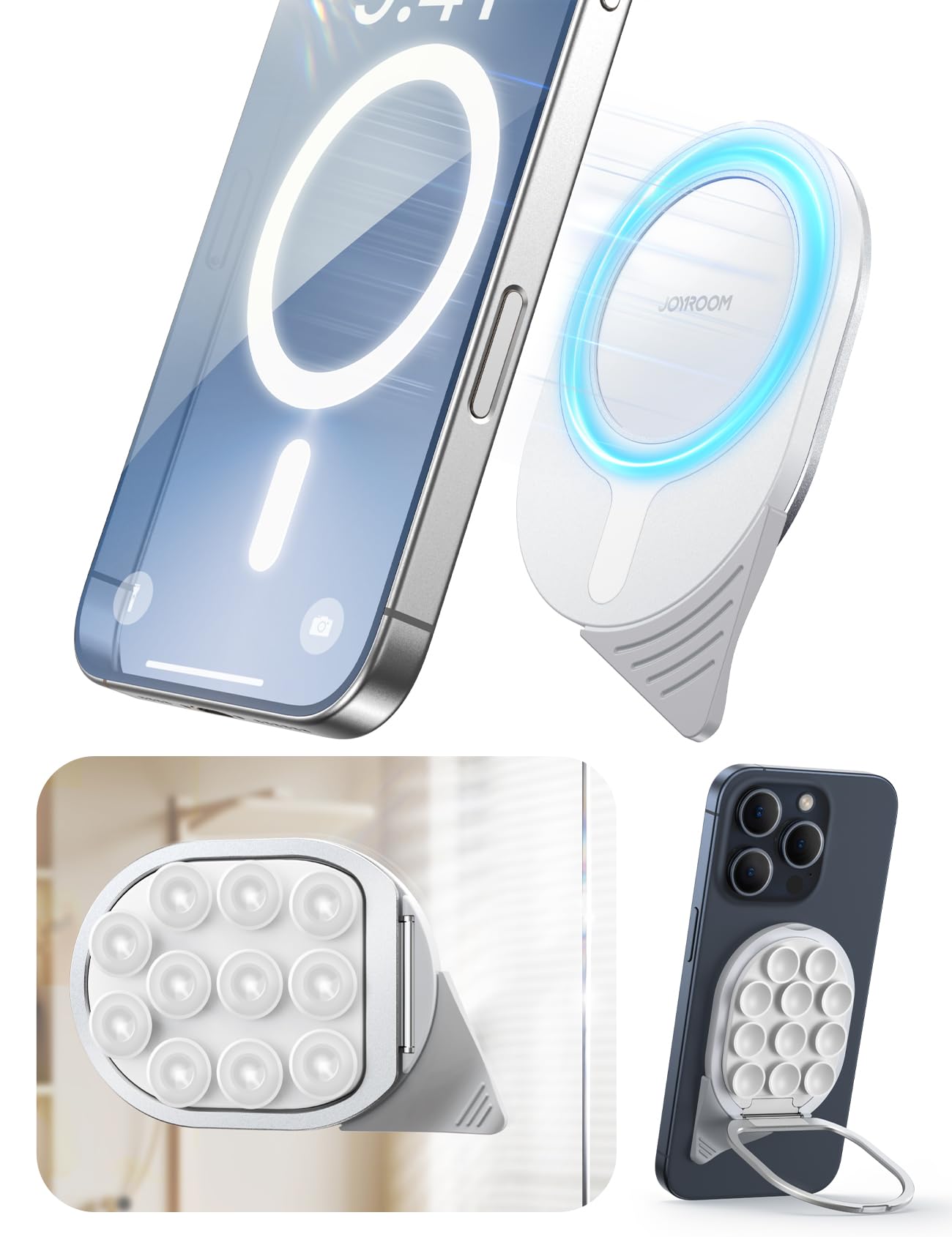 Joyroom Suction Cup Phone Mount, Magsafe Phone Grip With Pull Ring, Phone Suction Grip For Iphone Samsung Android, Cell Phone Gr