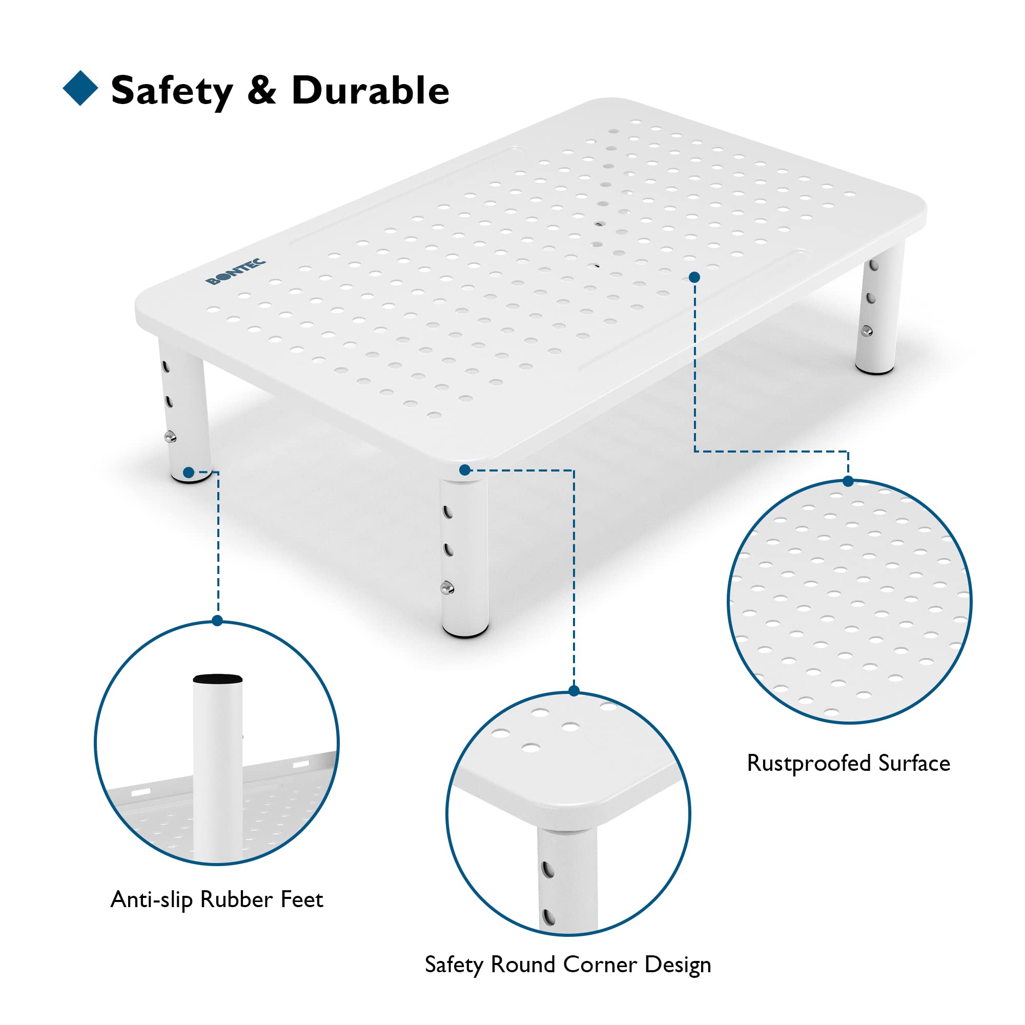 Bontec 2 Pack Monitor Stand Riser, Computer Monitor Riser Stand With Mesh Platform For Laptop, Computer, Imac, Pc Up To 55Lbs Wi