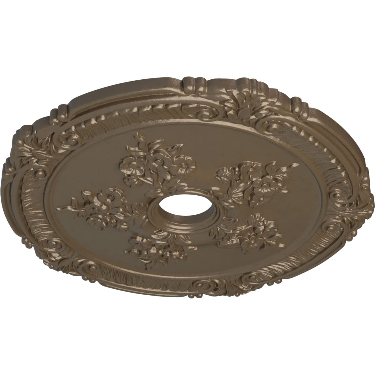 Ekena Millwork Cm26Atwss Attica With Rose Ceiling Medallion, 26''Od X 3 3/4''Id X 1 1/2''P, Hand Painted Warm Silver