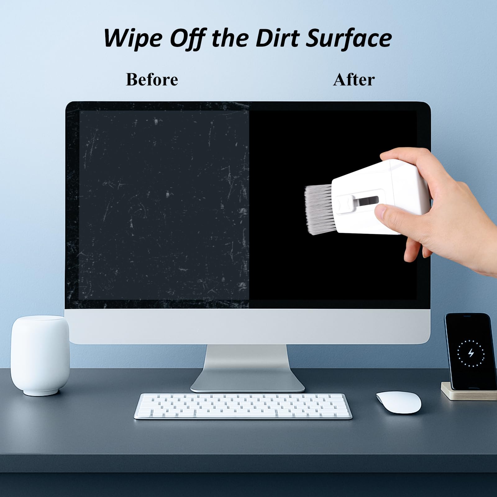 Keyboard Brush, Portable Keyboard Cleaner Soft Bristle Cleaning Brush, Safe Streak-Free Phone Screen Cleaner, Retractable Laptop