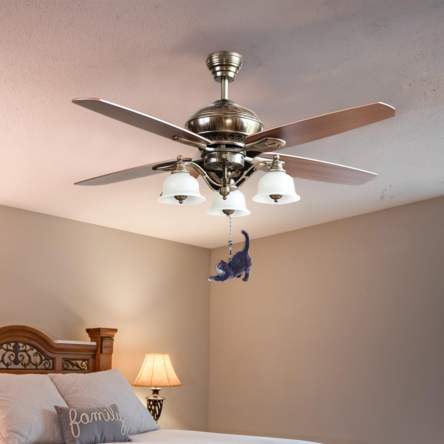 Dotlite Cat Ceiling Fan Pull Chain,Cute Realistic Stretching Cat Fan String Pulls Charm Extension Decorative,12In 3Mm Diameter B