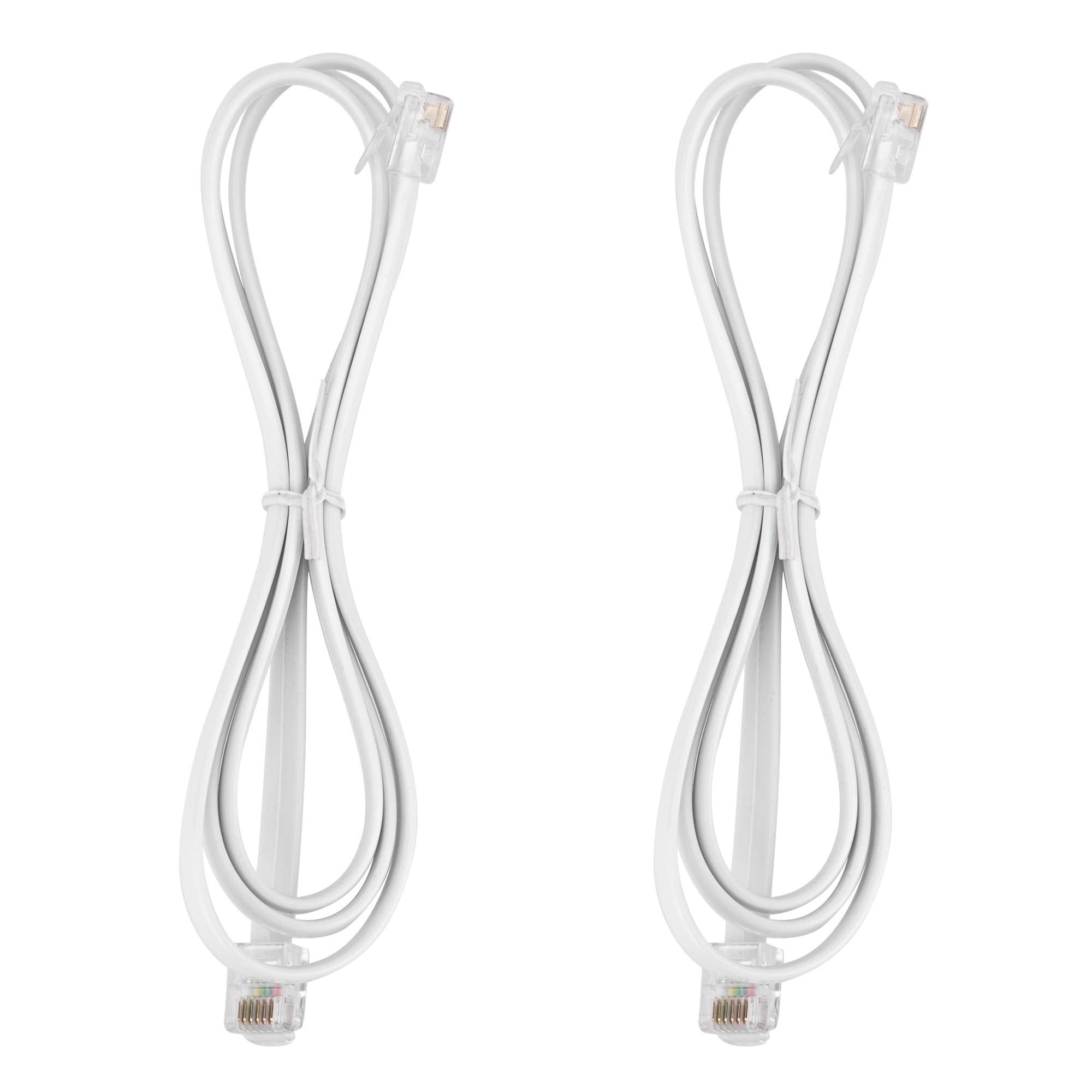 Lansensu Rj12 Cable Phone Cord Rj12 6P6C Male To Male Straight Wired For Both Data And Voice Use   2Pack (White, 3.3Ft)