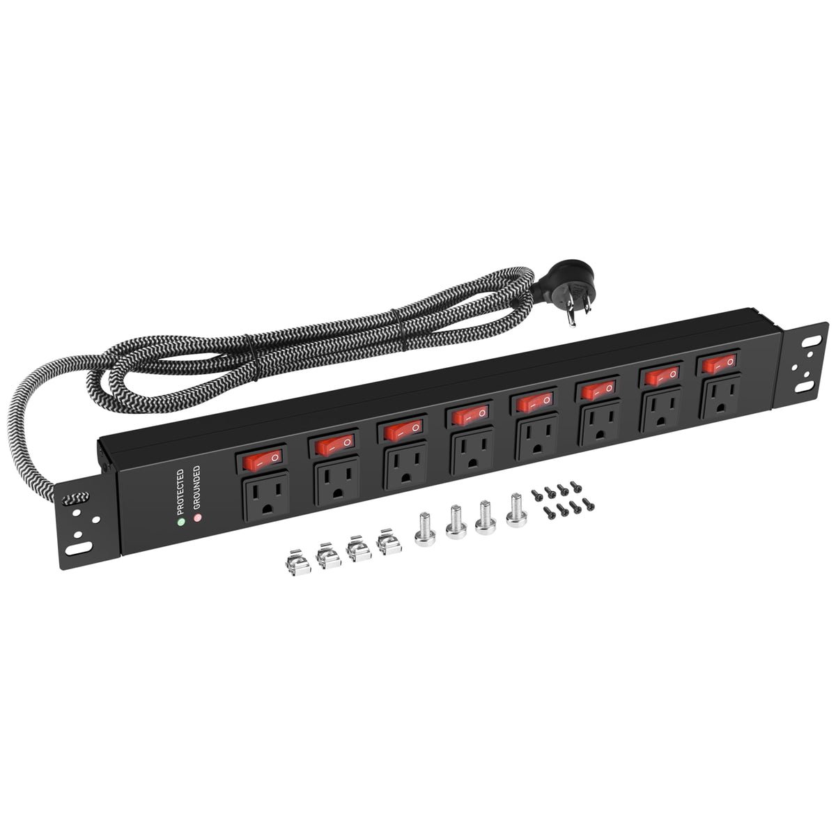 Rack Mount Power Strips,8 Outlet Strips Surge Protector With Individual Switches, Pdu Power Strip For Server Racks, 14Awg Heavy-