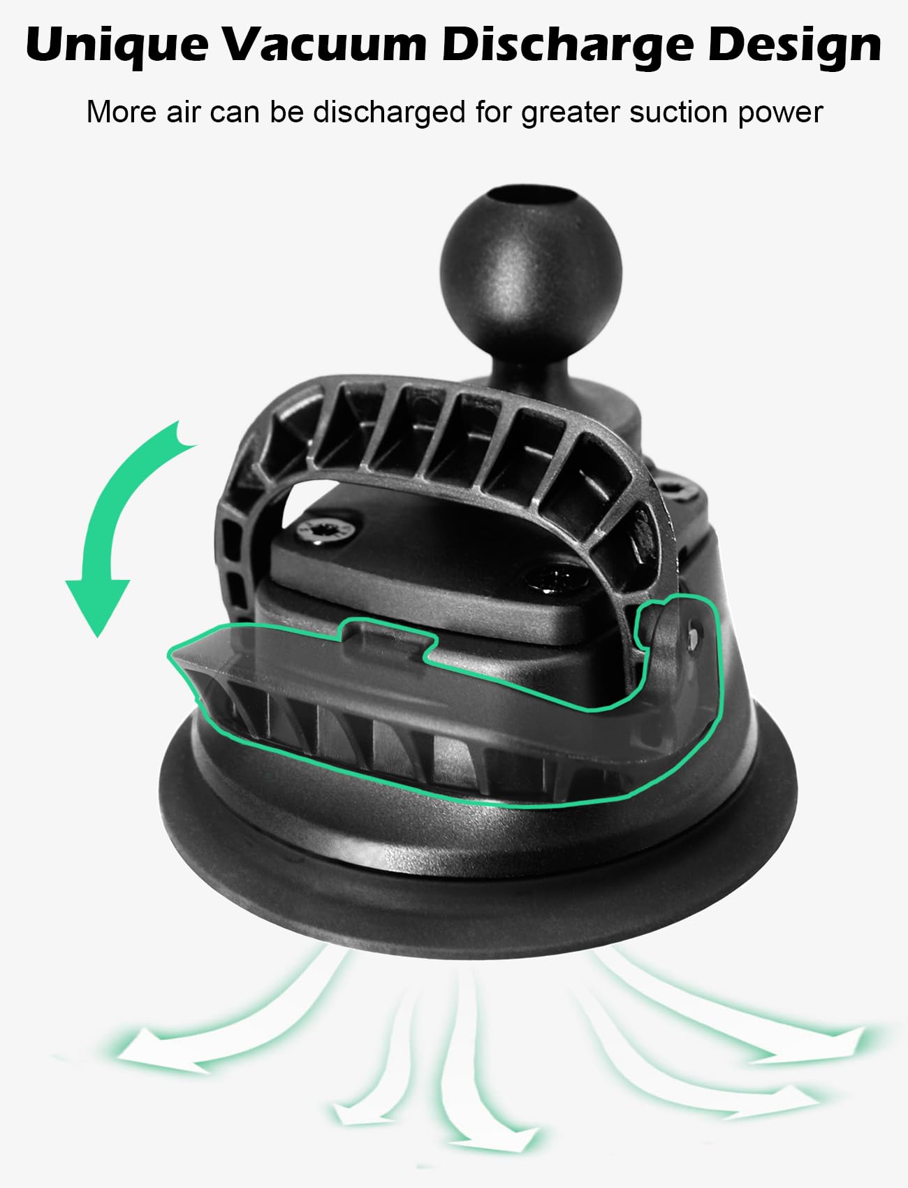 Windfrd Suction Cup Base With 1 Inch/B Size Ball For Car Windshield Dashboard, One Touch Quick Lock, Attaches 1'' Arm And Phone