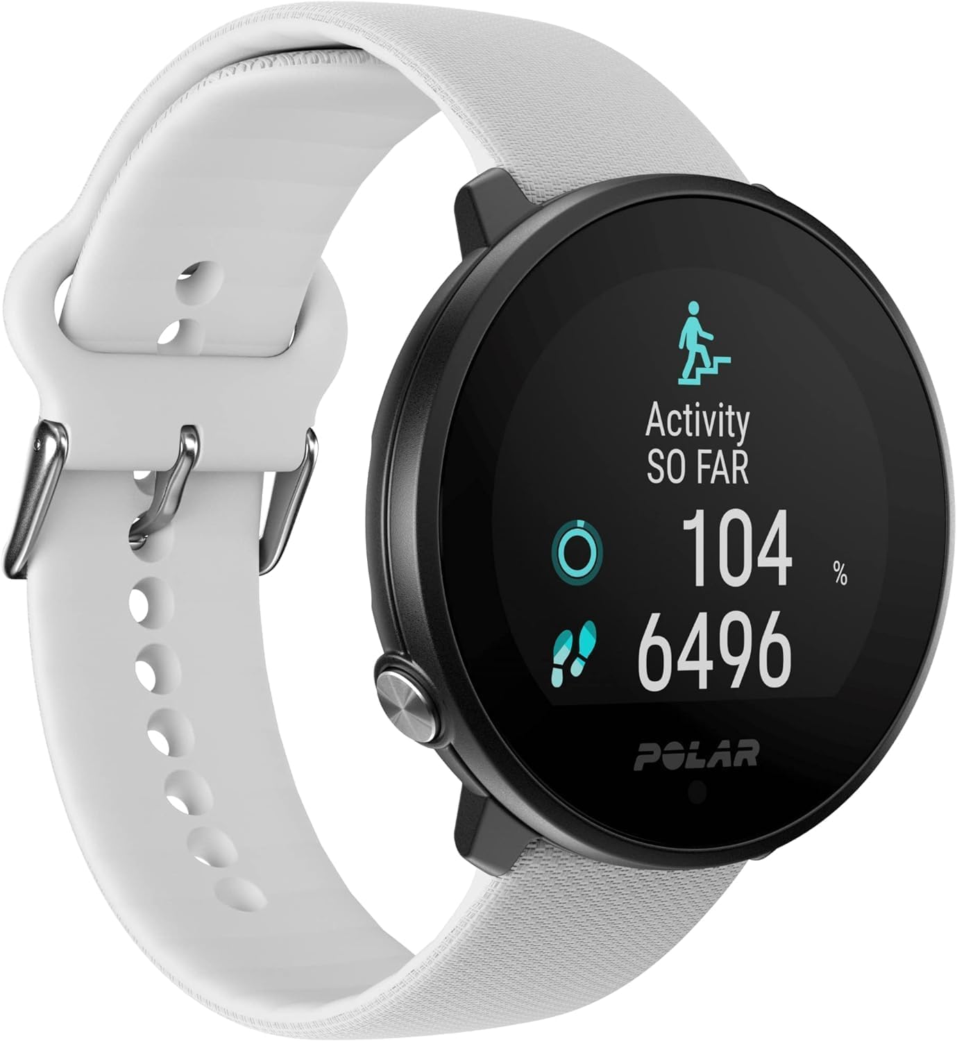 POLAR Unite Water Resistant Health Tracker GPS Smartwatch with Fitness Monitoring Tools; S-L, for Men or Women, White-White