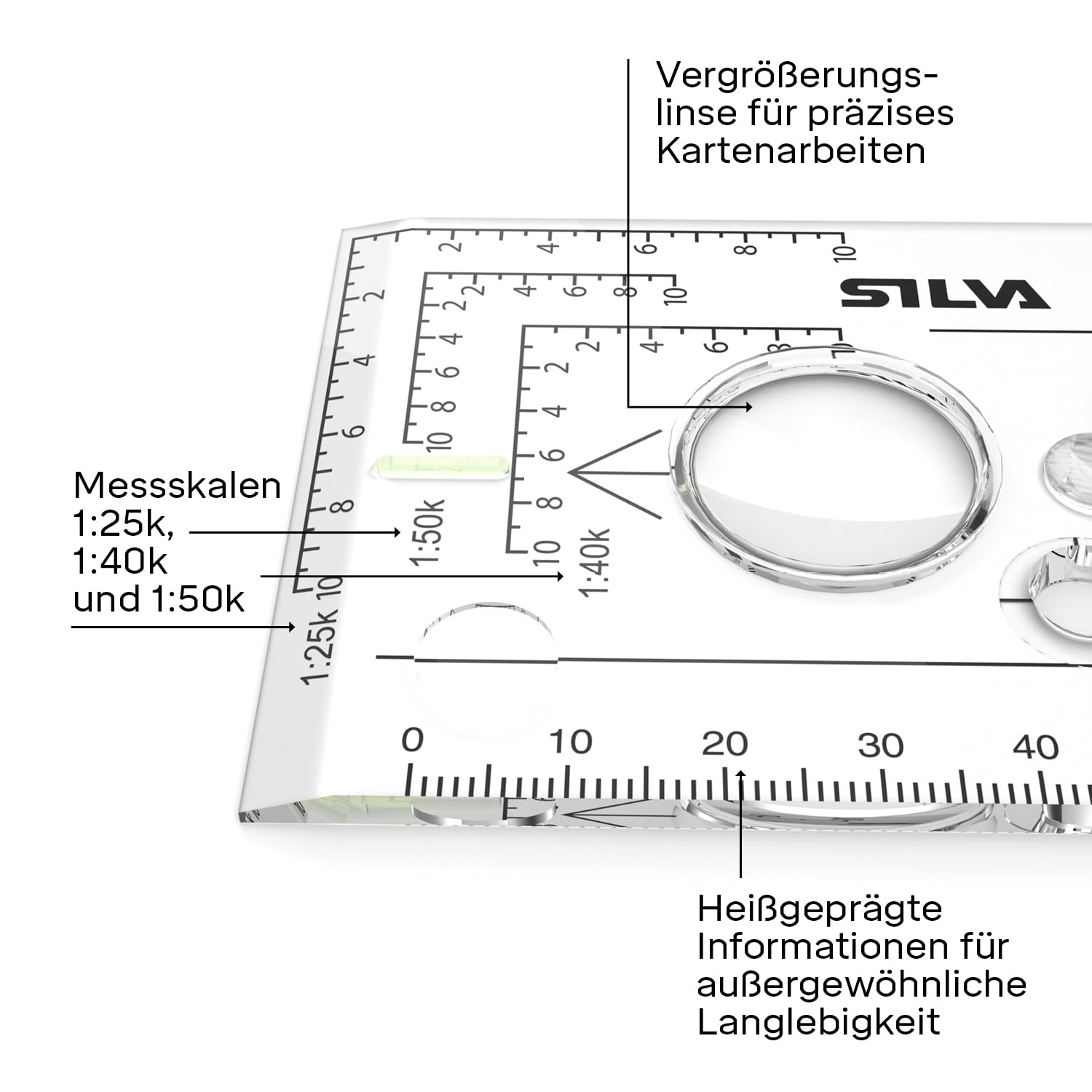 Silva Compass Navigation Expedition 4 - 1:25k, 1:40k, 1:50k - Advanced Rotatable Hiking Compass - Transparent