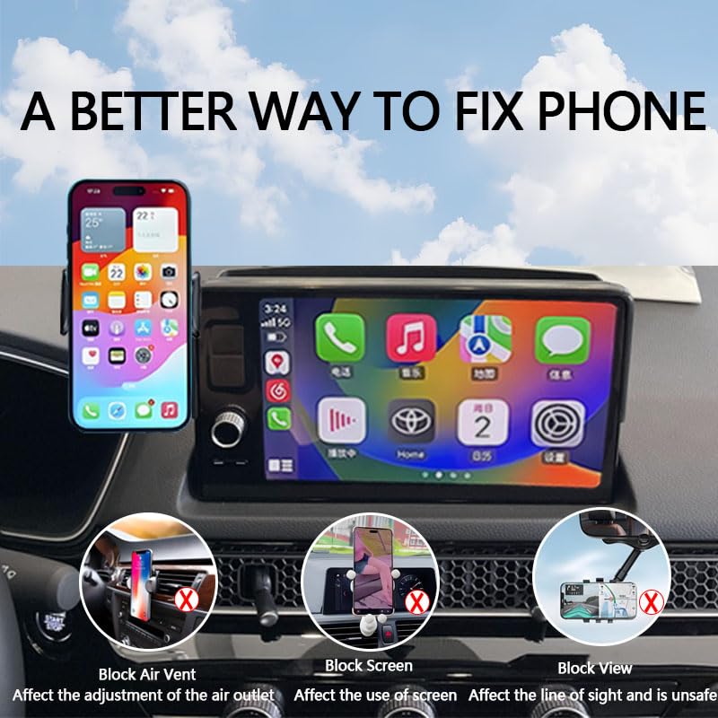 Juborre Car Phone Holder For 2022-2025 Honda Civic Accessories,Phone Mount With Dash Organizer For Civic With 9-Inch Screen,Hand