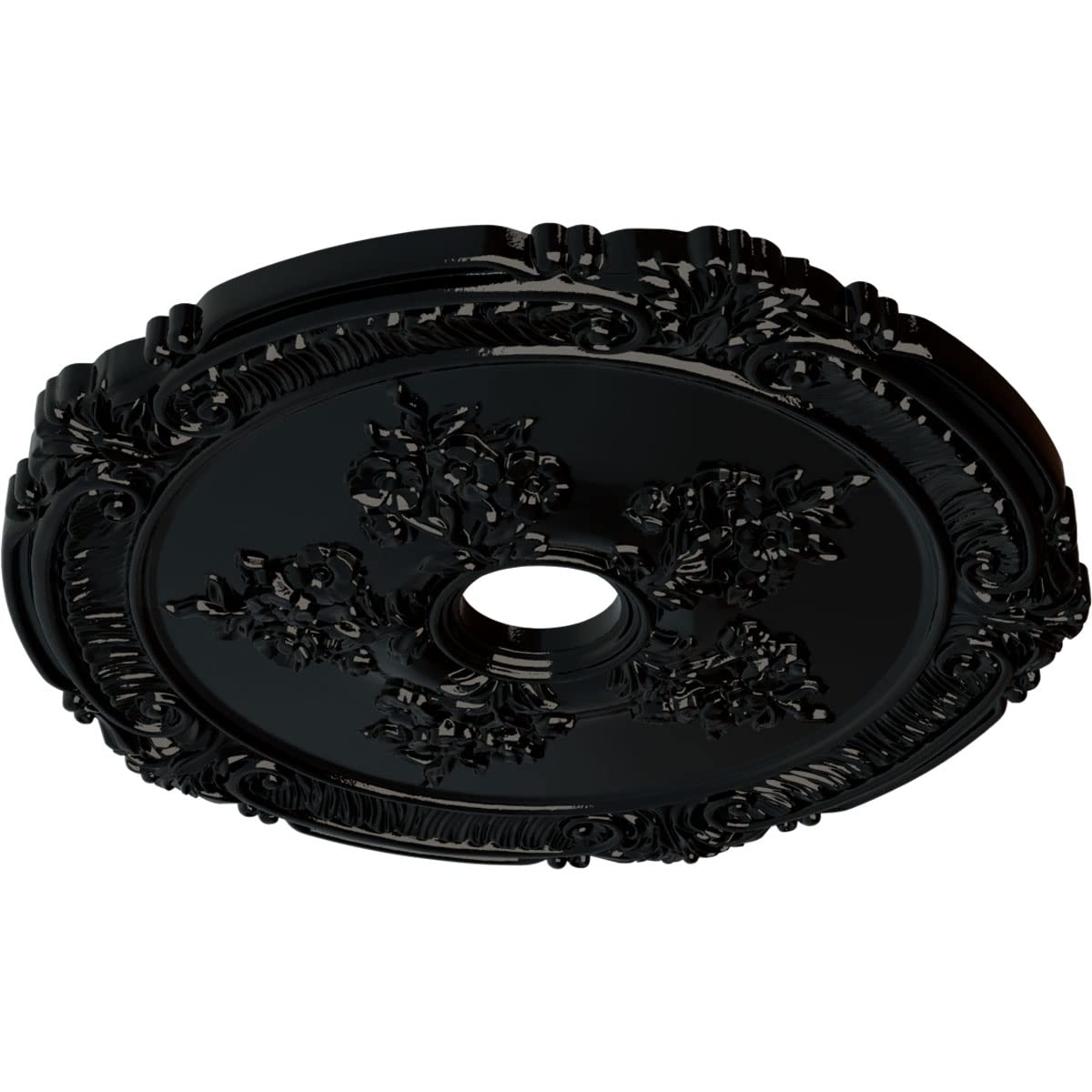Ekena Millwork Cm26Atbps Attica With Rose Ceiling Medallion, 26''Od X 3 3/4''Id X 1 1/2''P, Hand Painted Black Pearl