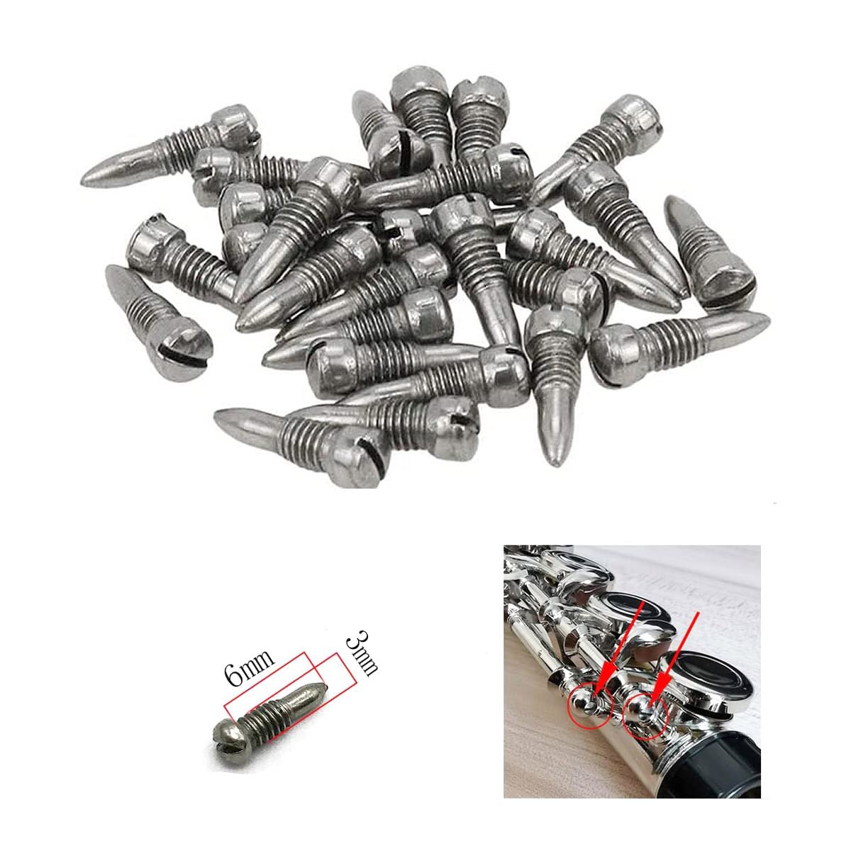 Tuoren 1 Set Of Alto Saxophone Repair Kits Wind Musical Instrument Parts With Rat Tail Screws + Round Head Screws + Nut Diy Acce