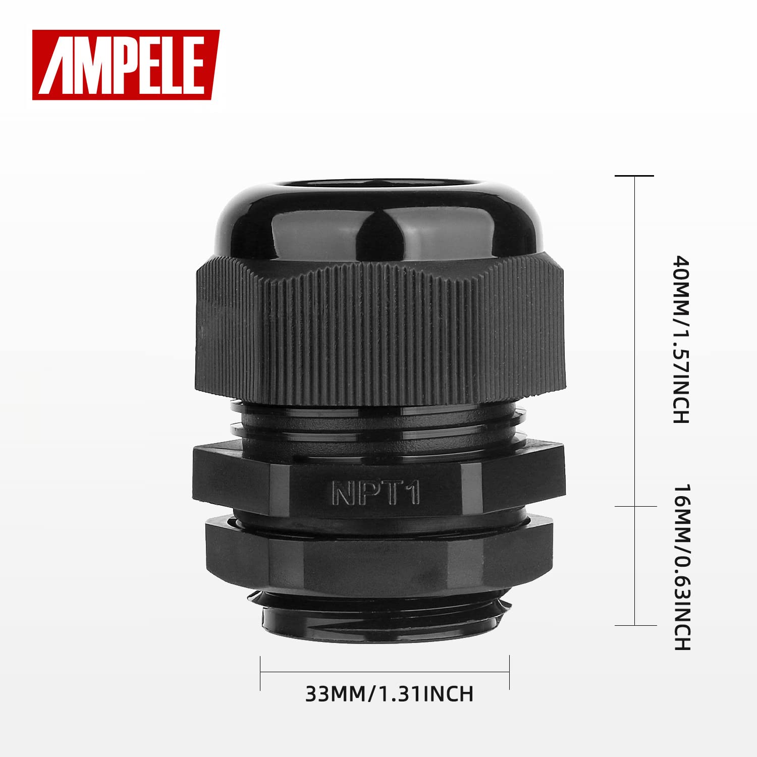 Ampele 12 Pack 1'' Npt Cable Gland Waterproof Adjustable 18.5 25Mm/0.73 0.98Inch Nylon Cable Glands Joints With Gaskets (1'', 12