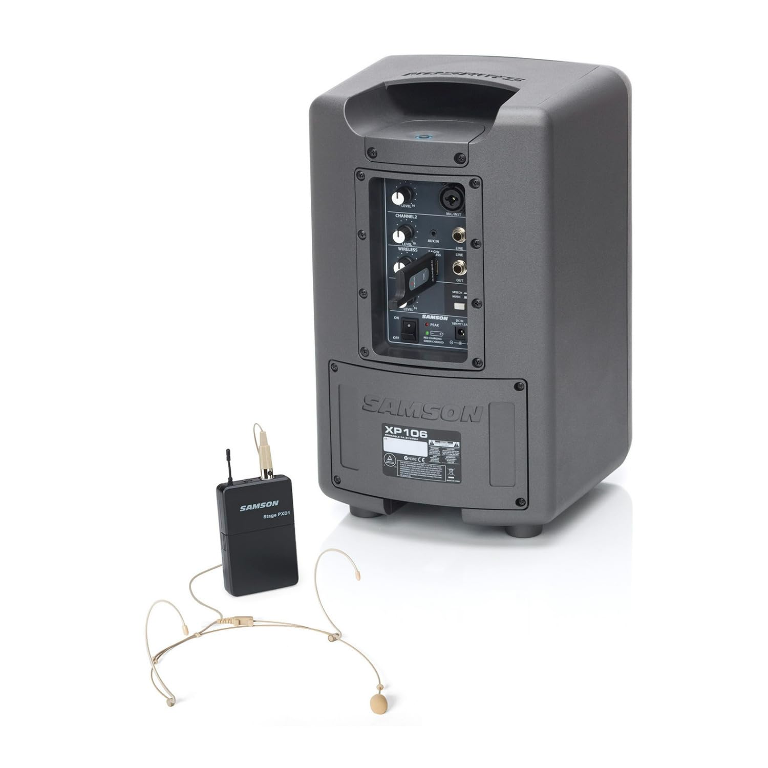 Samson Xp106Wde 6 Portable Rechargeable Bluetooth Powered Pa Dj Speaker+Headset