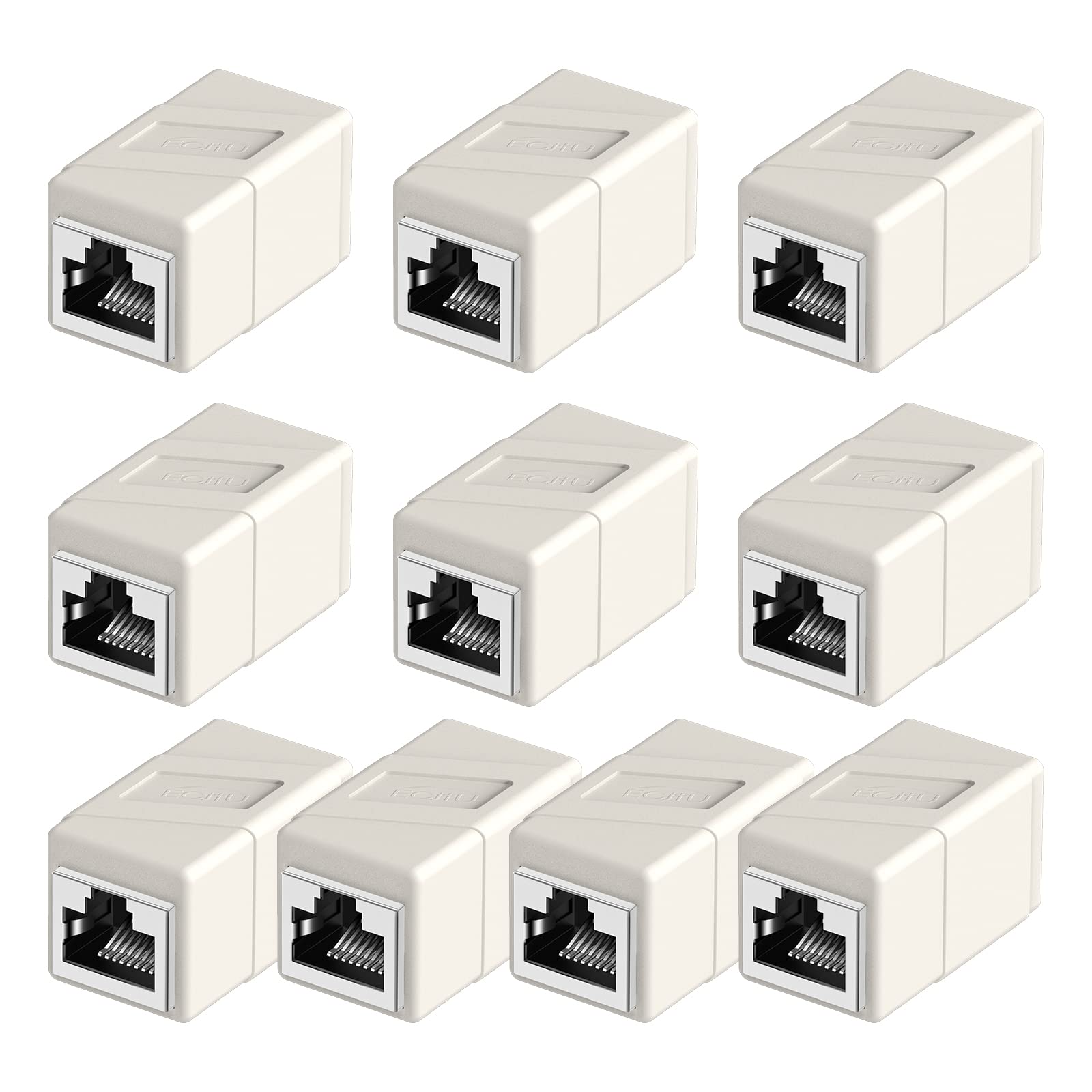 Rj45 Coupler, 10 Pack Ethernet Adapters Female To Female, Ethernet Cable Extender Adapter, 8 Pin Modular Straight Through, Network Connectors For Cat8/Cat7/Cat6/Cat6A/Cat5E/Cat5 Ethernet Cable(White)