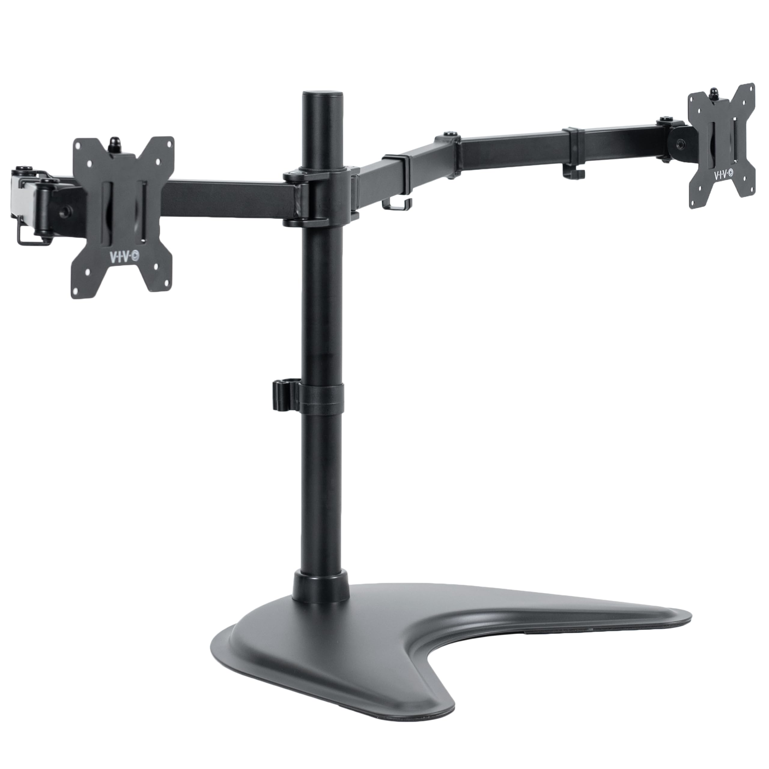 VIVO Dual Ultrawide Monitor Mount, Free Standing Desk Stand for 2 Screens up to 38 Inches, Heavy Duty Adjustable Arms, Max VESA 100x100mm, Black, STAND V038F