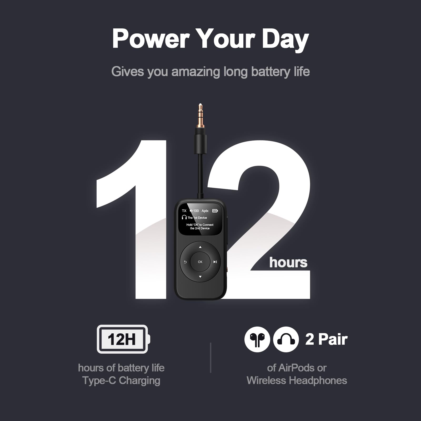 Eitipok Soundsync Pro Bluetooth Transmitter & Receiver For Airplane, Easy Setup Bluetooth Audio Transceiver For 2 Bt Devices, Vo