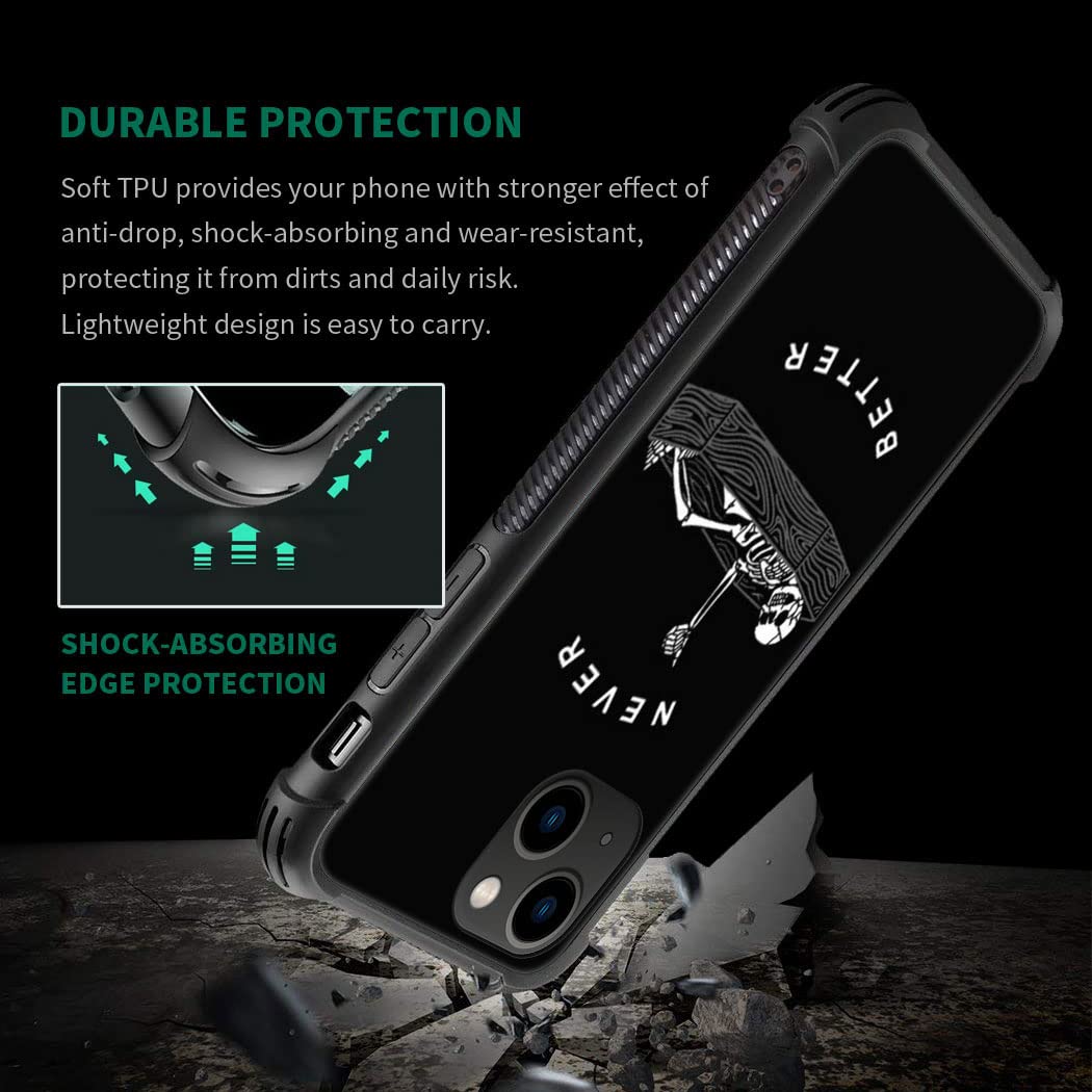 ZHEGAILIAN iPhone 14 Plus Case Tempered Glass TPU Shock Protective Never Better Skeleton